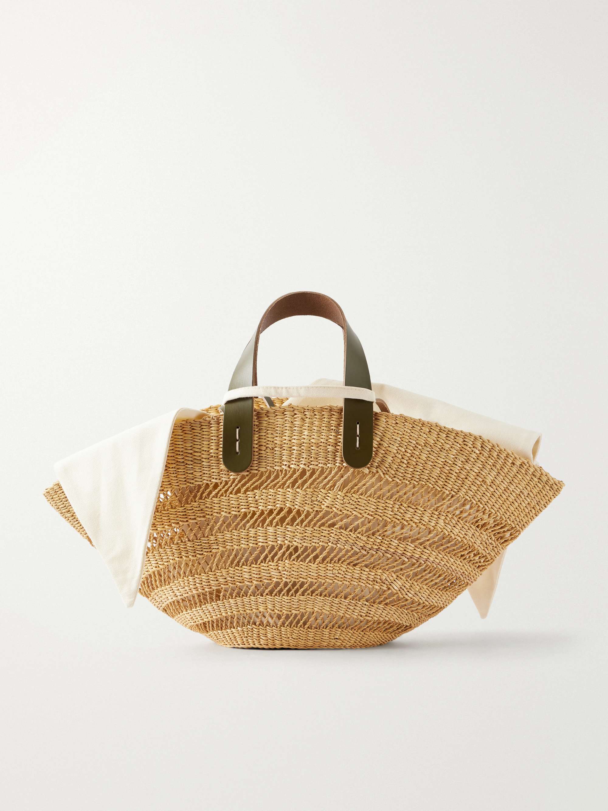 Chantelle Leather-Trimmed Raffia Tote