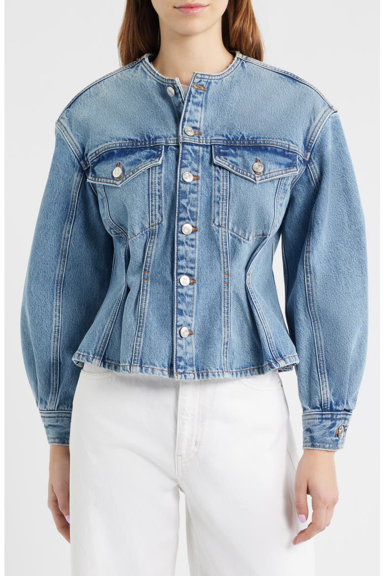 The Nipped Collarless Denim Jacket