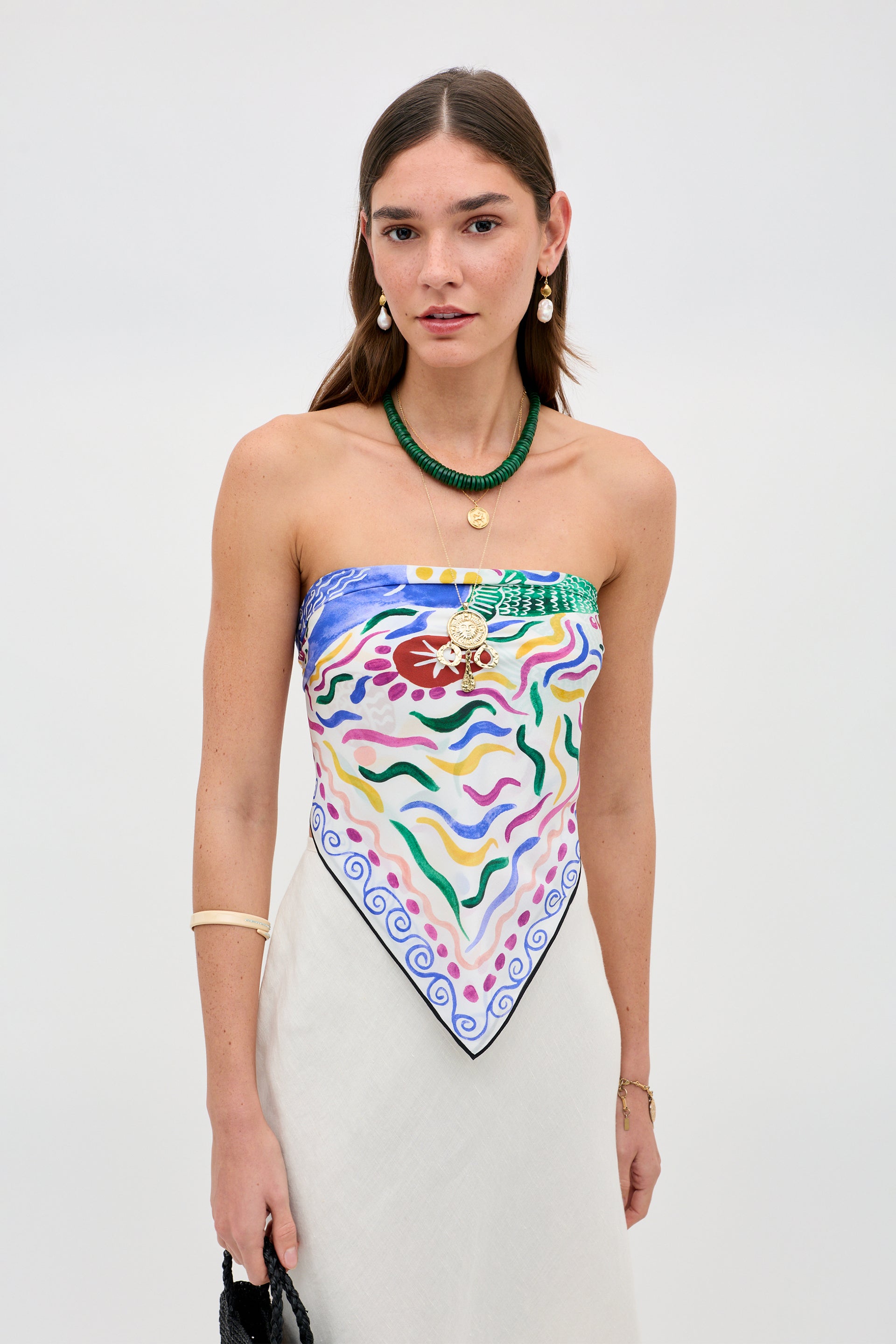 Menno Silk Scarf in Multi Mythos Iris Ivory