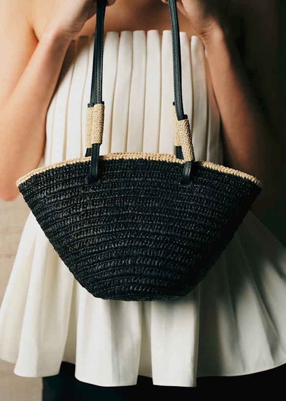 Mini Maia Basket - Black Raffia - Raffia - Sézane