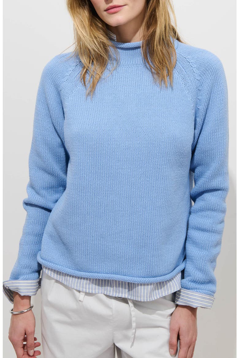 Eastport Roll Trim Long Sleeve Sweater