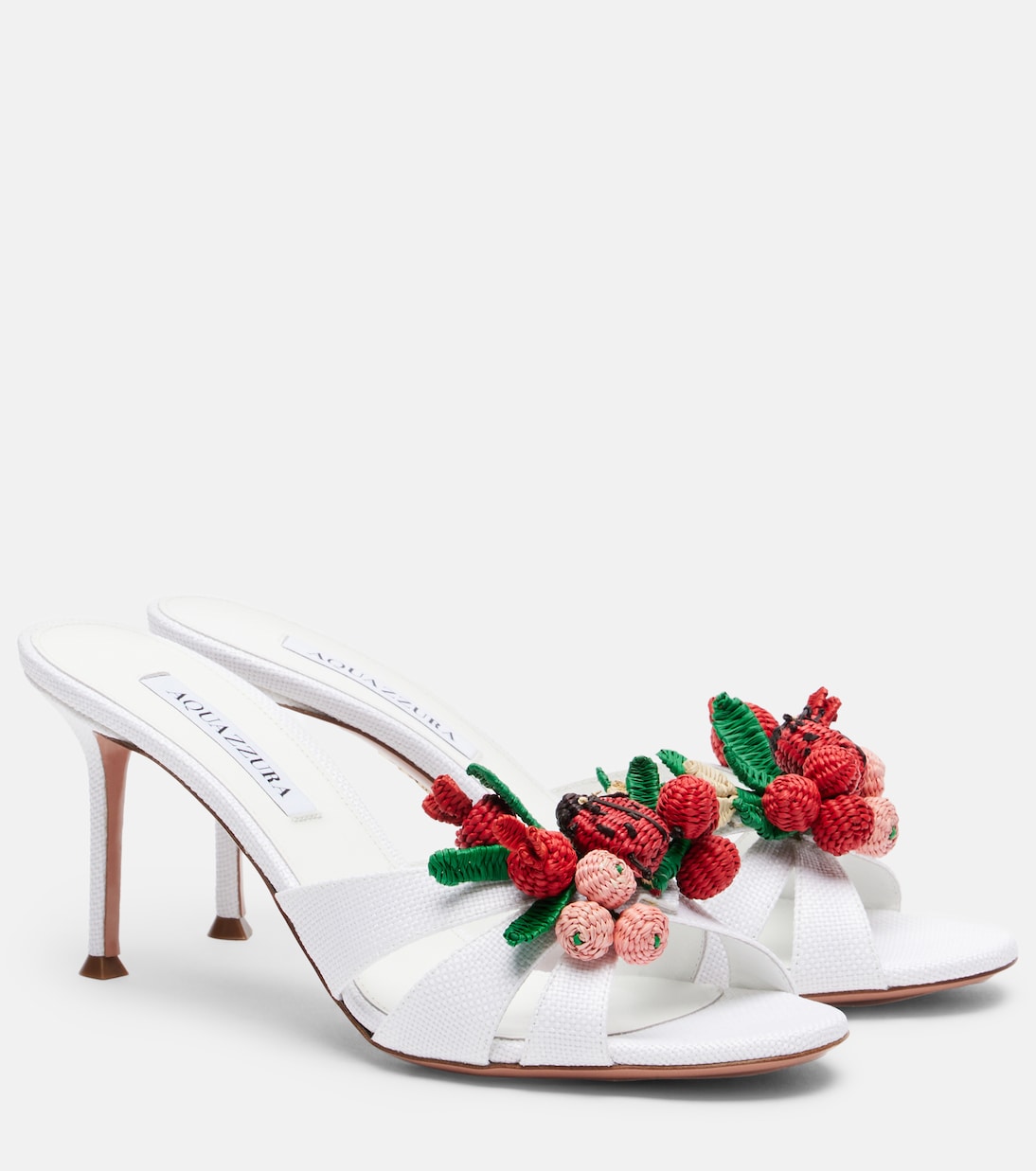 Botanica Raffia-Effect Mules in White - Aquazzura
