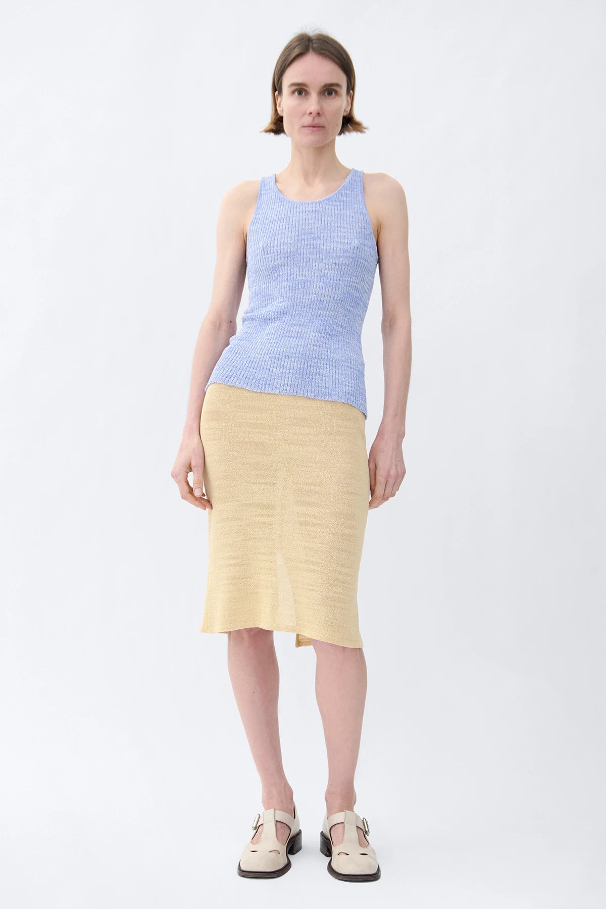 Anto Knitted Top Celeste and Bianco - 38