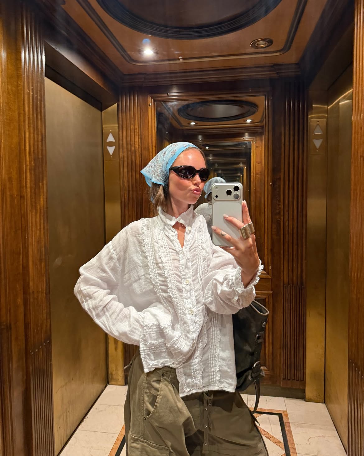 Content creator mirror selfie