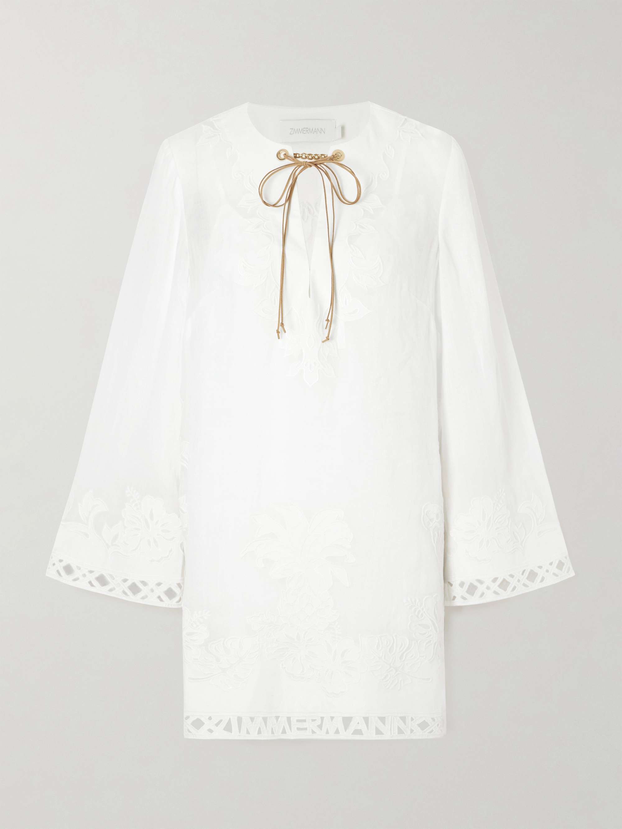 Indra Embroidered Ramie Mini Dress