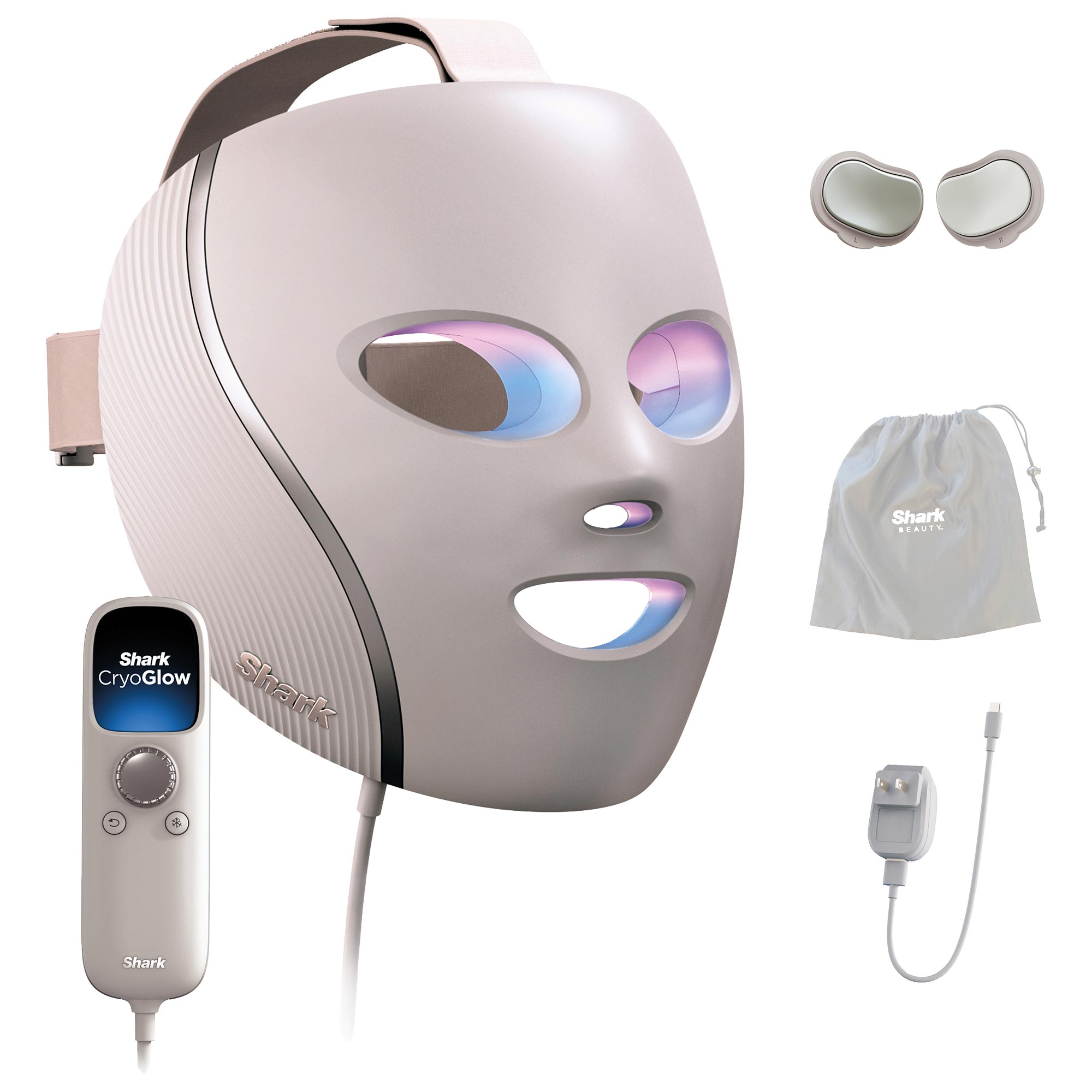 Shark™ Cryoglow™ Under-Eye Cooling + Led Anti-Aging Red Light & Skin Clearing Mask - Pink