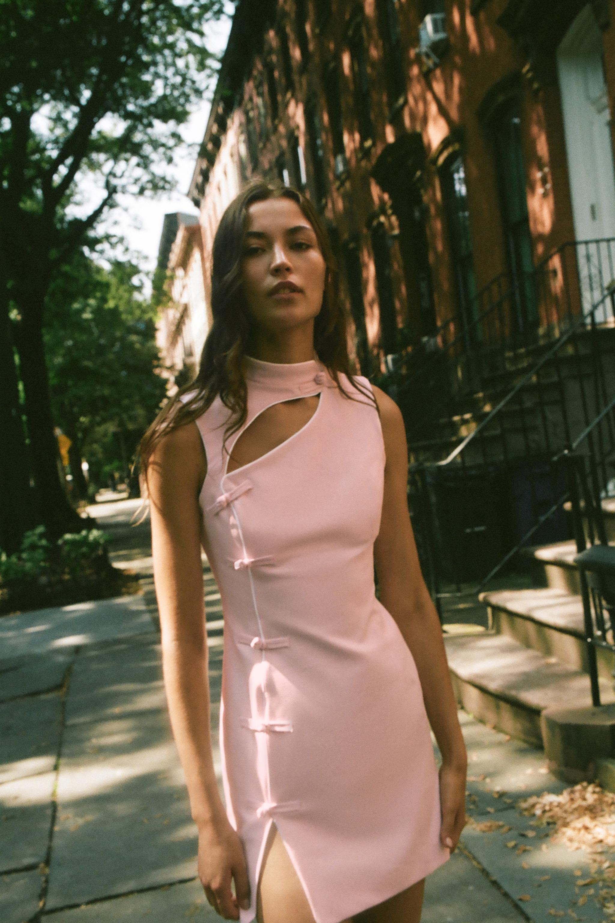 Mini Frog Fastening Dress - Pink - Xs