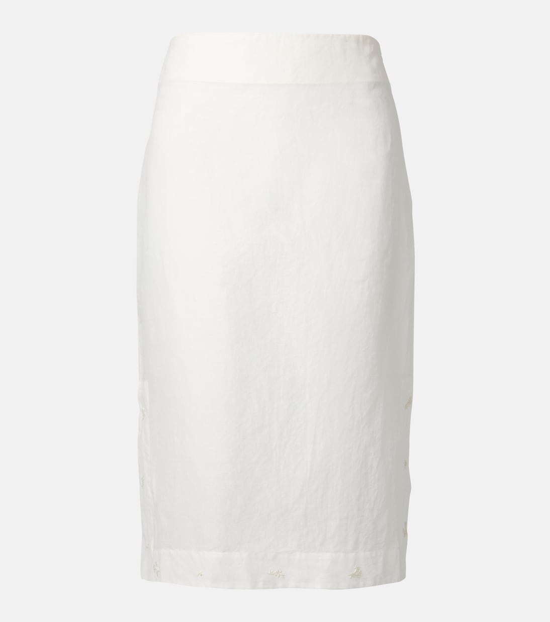 Floral Semi-Sheer Organza Pencil Skirt in White - Rohe