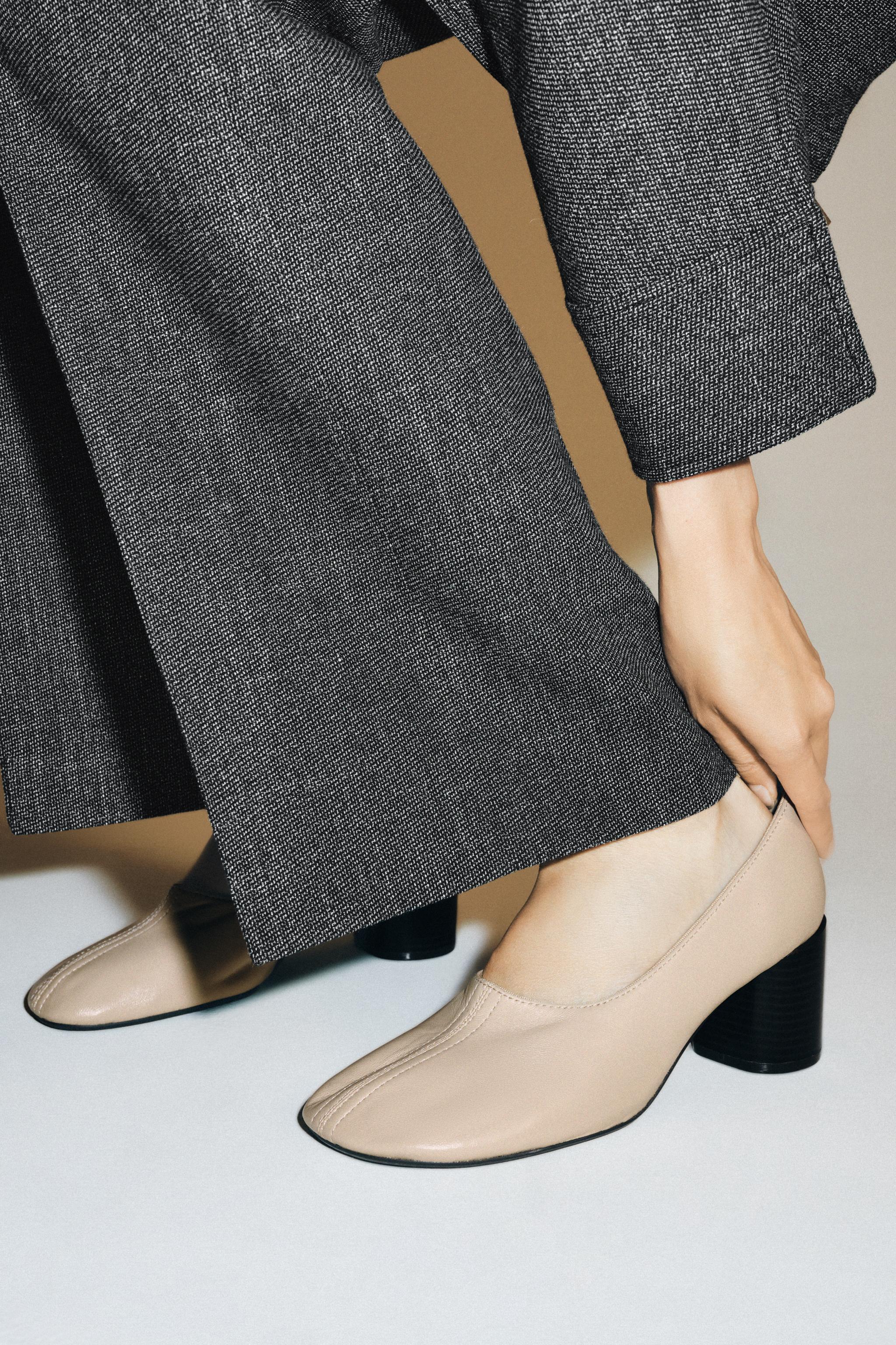 Leather Heel Shoes - Off White - 6