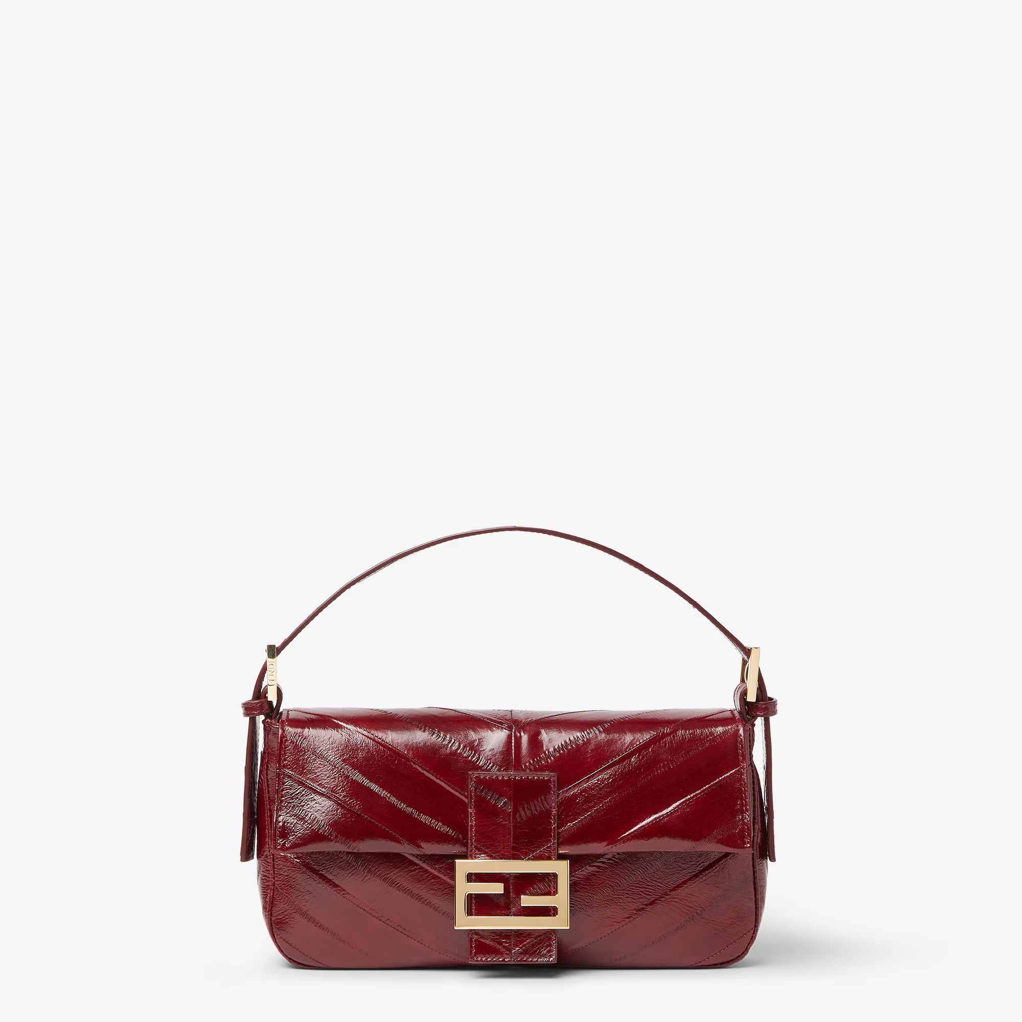 Fendi, Baguette 26424 Burgundy Inlaid Hagfish Leather Bag