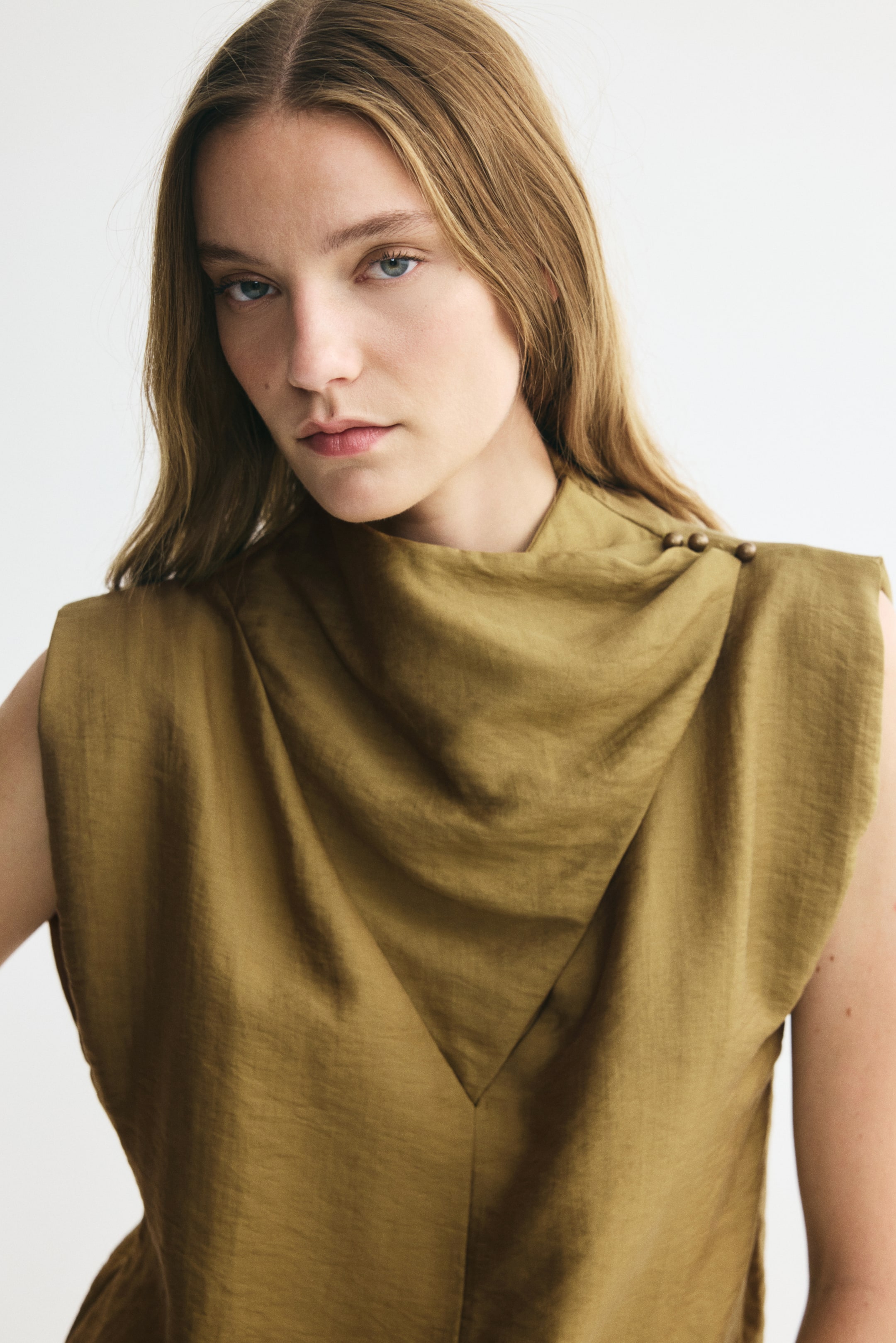 Wrap-Detail Lyocell-Blend Top
