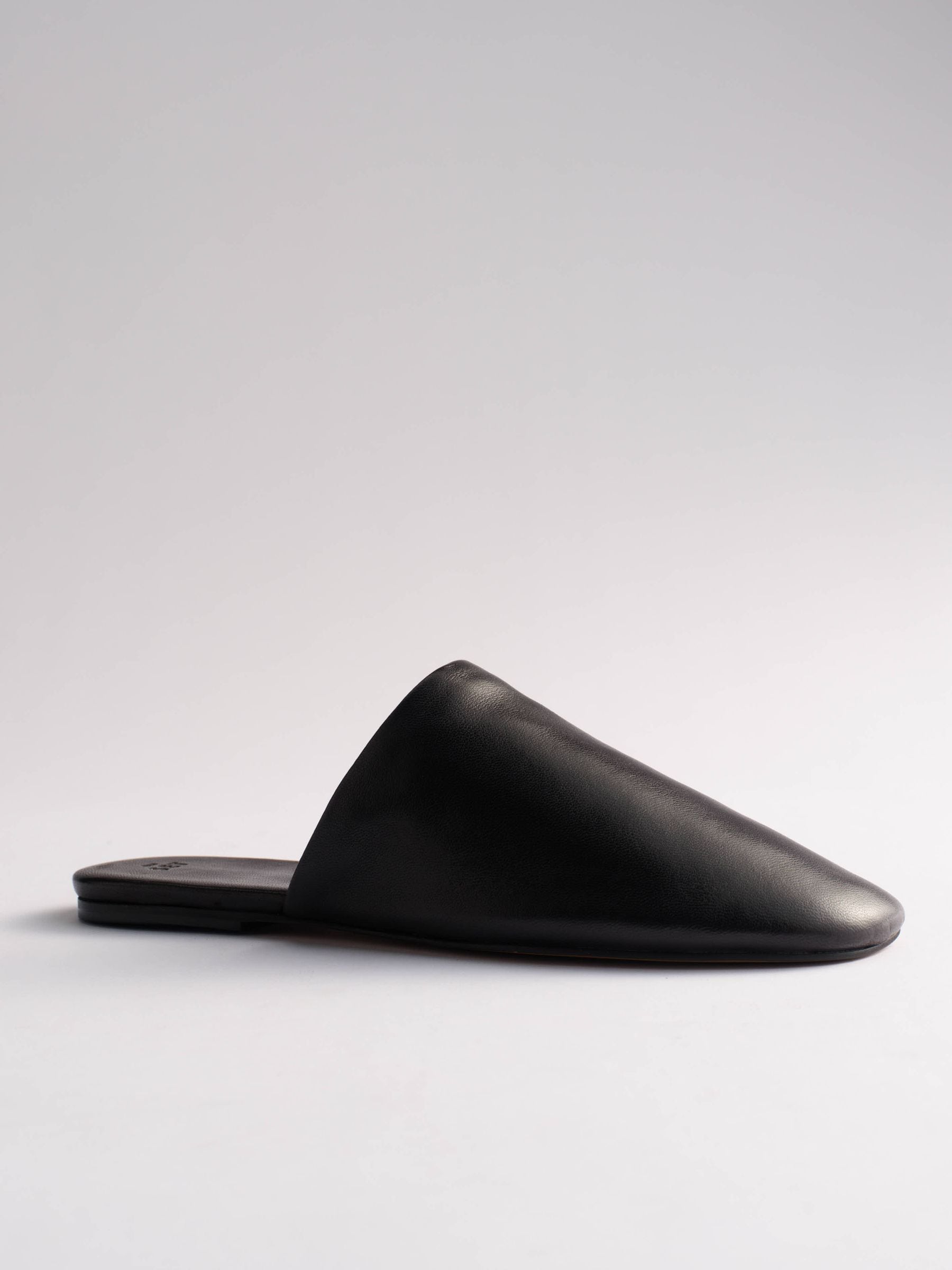 The Set Premium Backless Slip on Mules Black Leather - Size 3 Eu 36