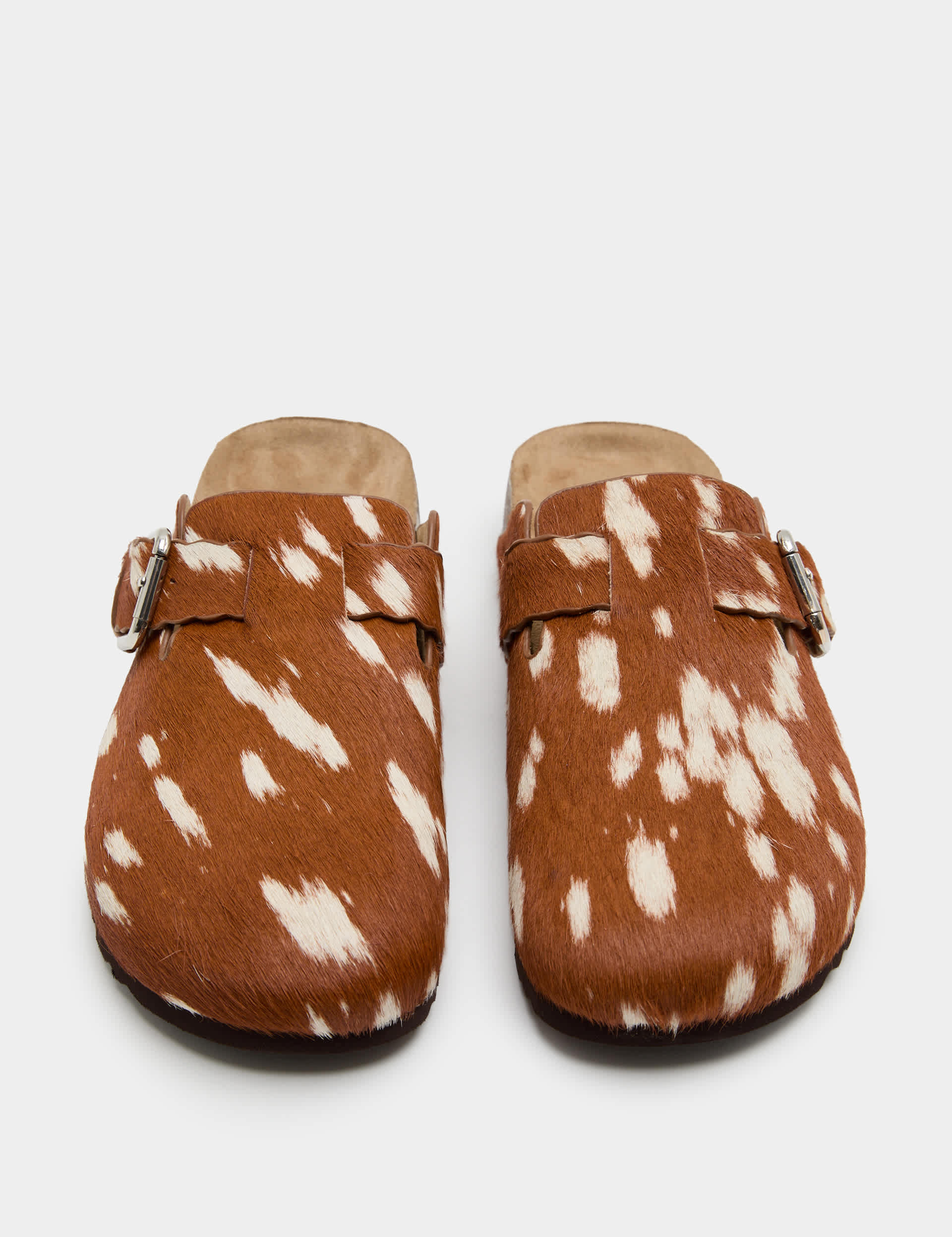 Leather Hair on Animal Print Clogs