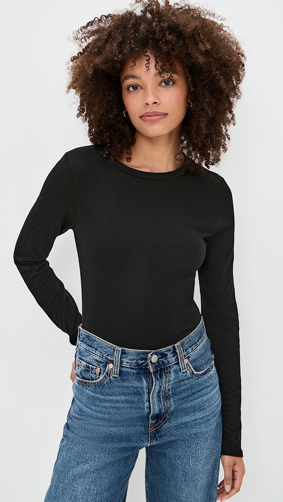 Jamie Recycled Cotton Long Sleeve Crew - True Black