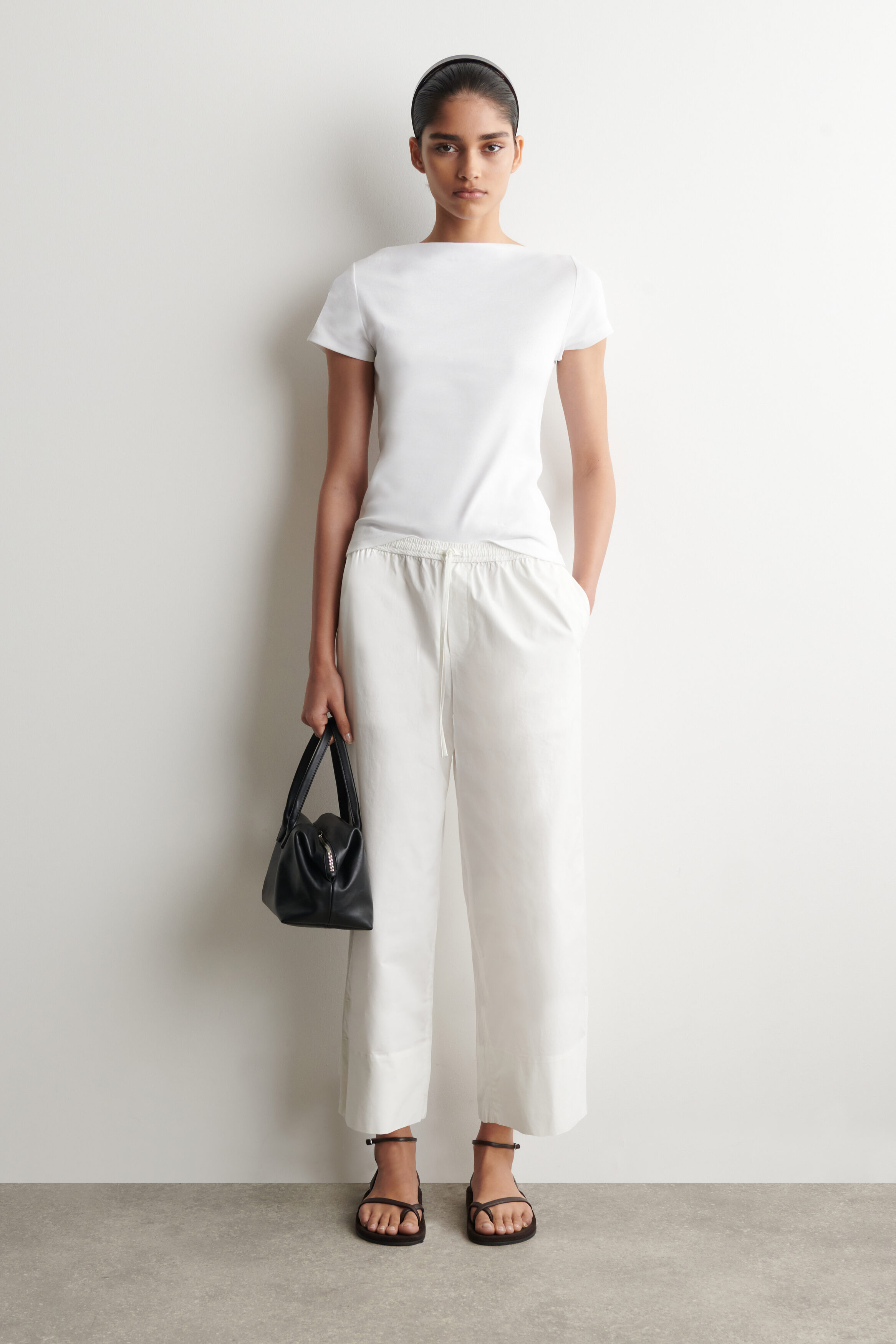 Cotton Straight-Leg Drawstring Trousers