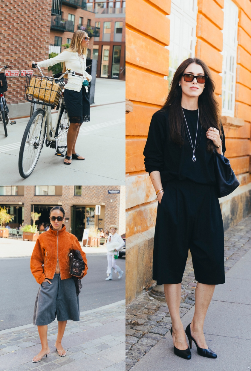 A collage of the Bermuda shorts fashion trend spotted at Copenhagen Fashion Week August 2026.