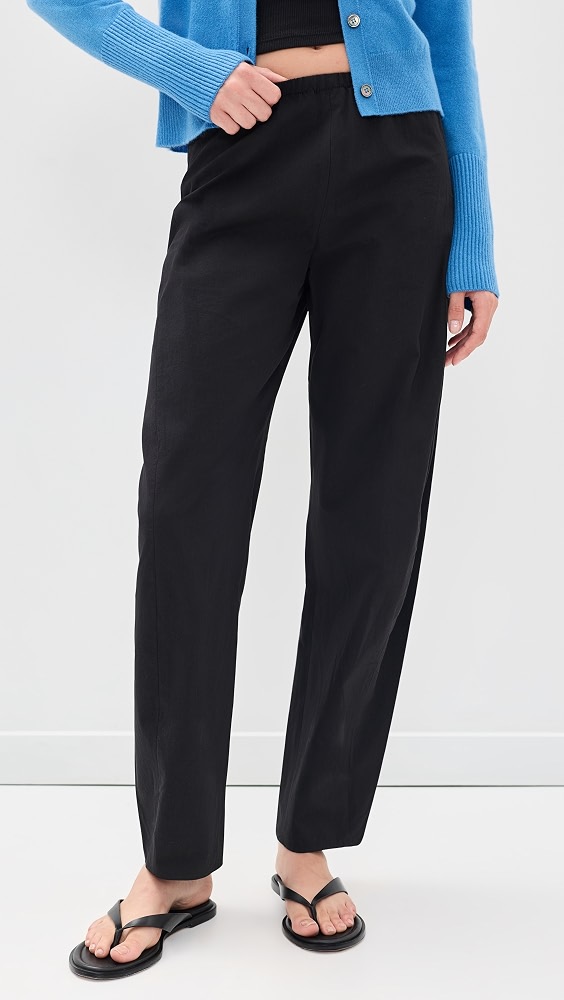 Poplin Barrel Leg Colby Pants - Black