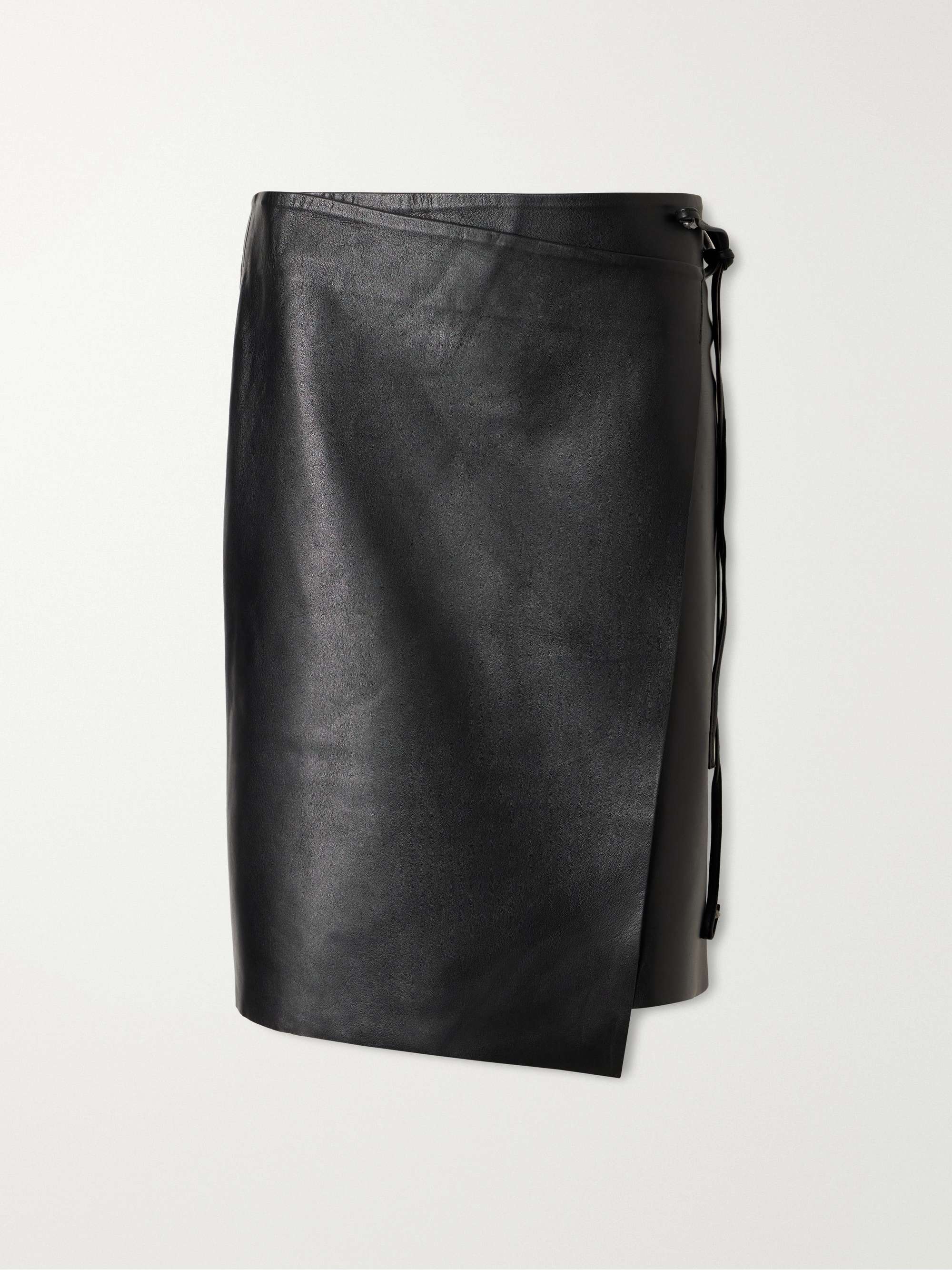 Everyday Wrap Leather Mini Skirt