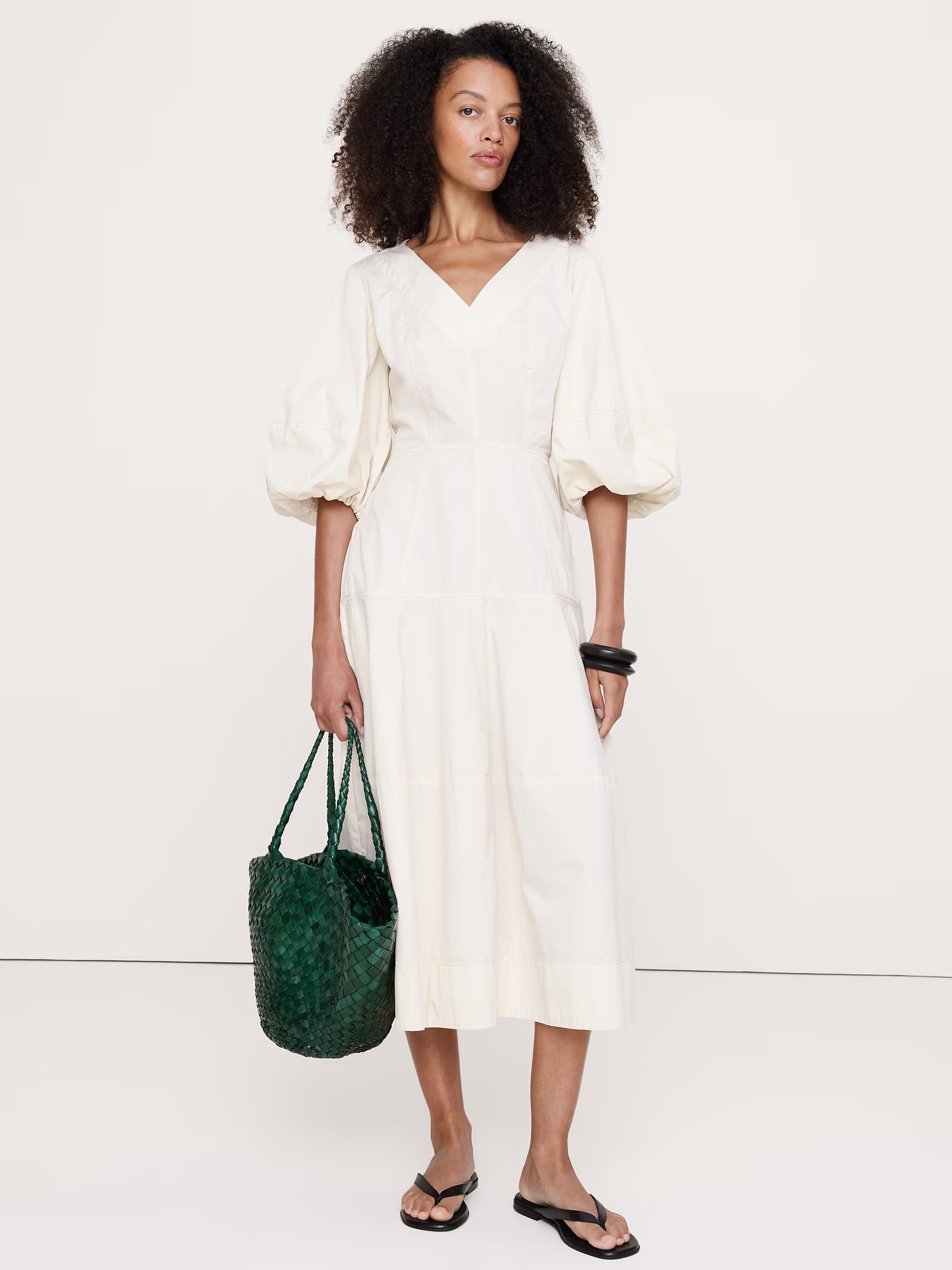 Banana Republic, Cotton Twill Barrel Midi Dress