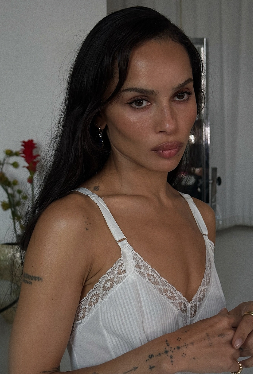 Zoe Kravitz wearing watercolour blush, courtesy of makeup artist Nina Park