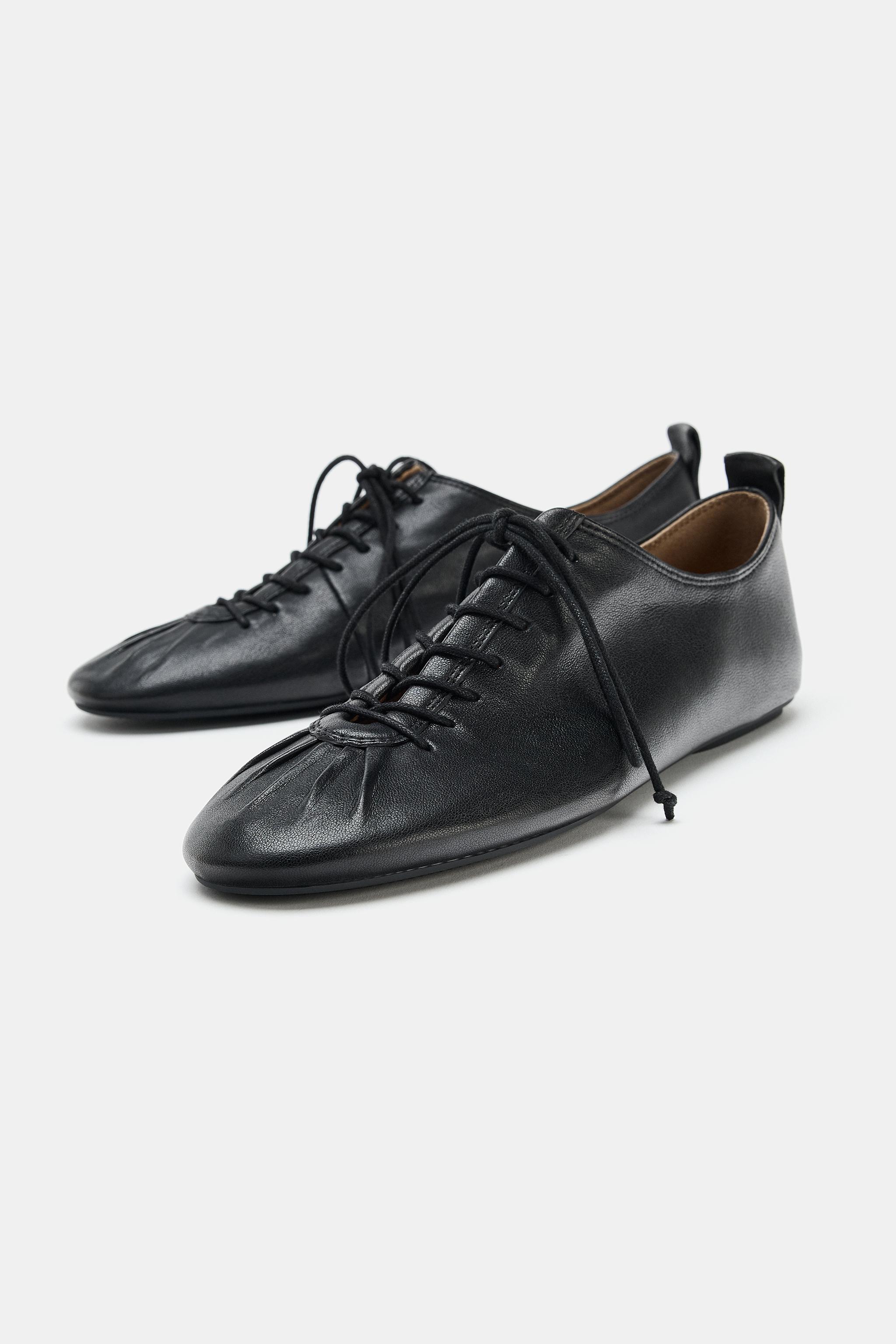 Leather Blucher Shoes - Black - 5