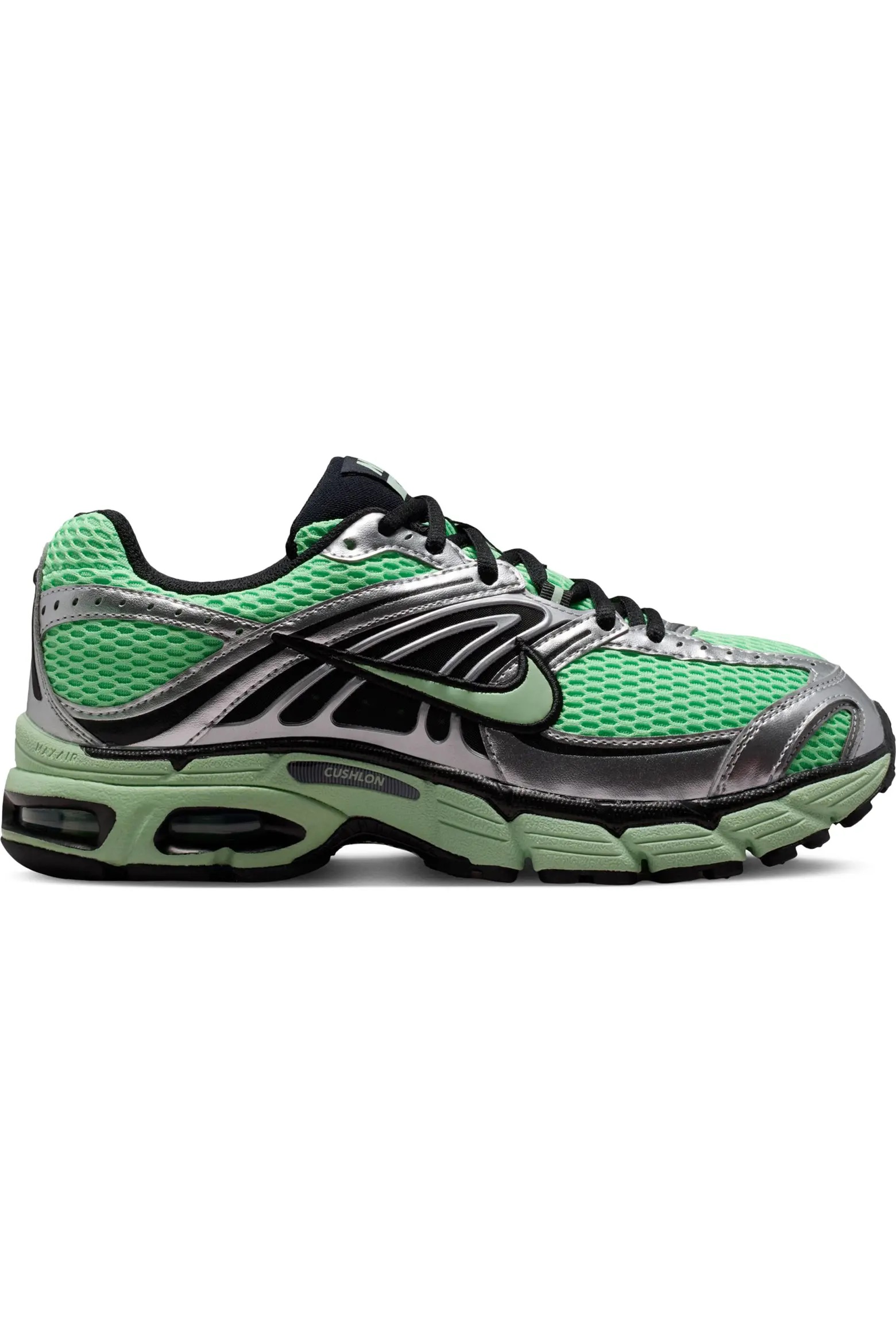 Nike Air Max Moto 2k Sneaker in neon green, silver, and black.