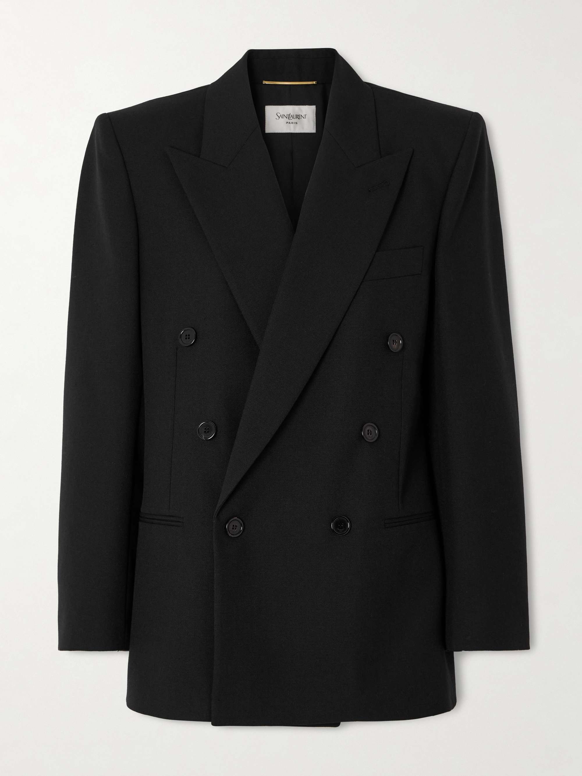 Double-Breasted Grain De Poudre Wool Blazer