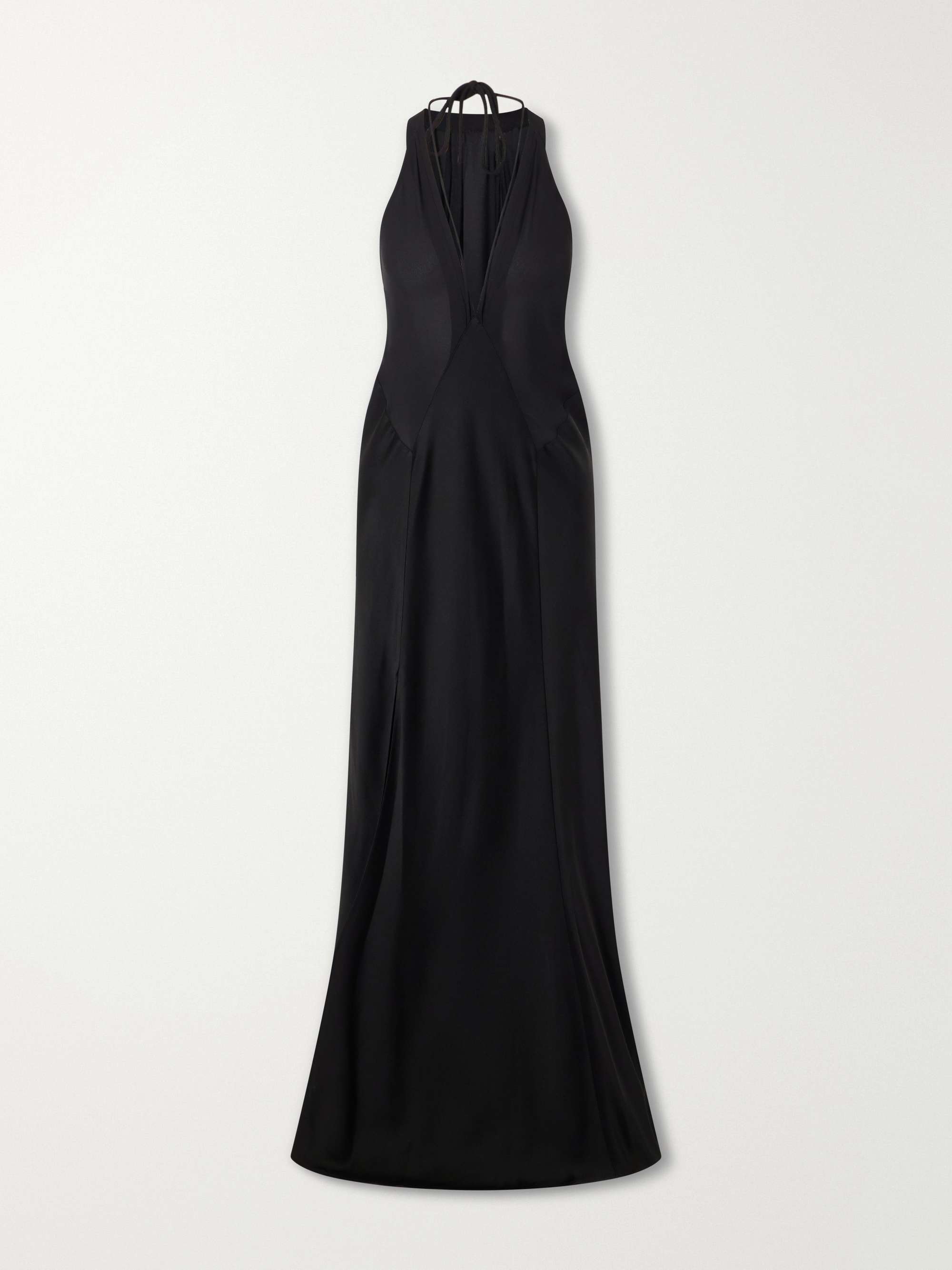 Paneled Satin Halterneck Gown