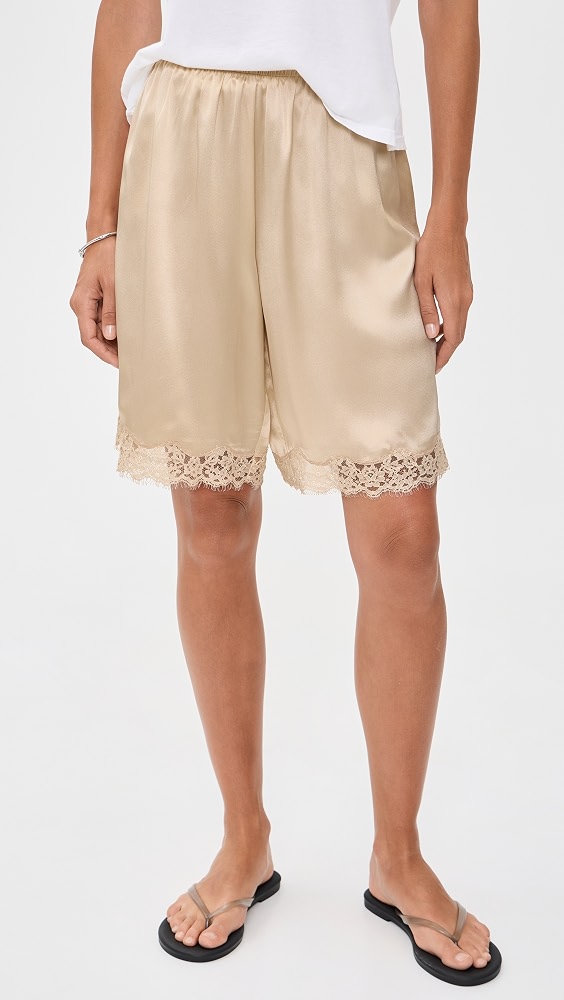 Clara Silk Bermuda Shorts - Almond
