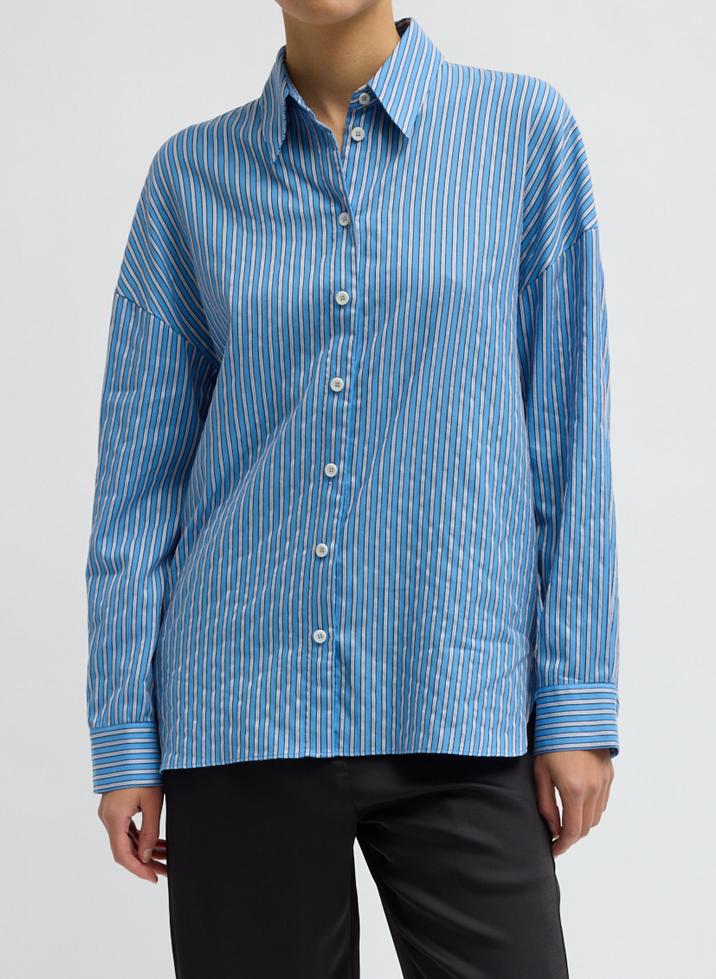 Edmund Lyocell Stripe Oversized Shirt - Blue Multi / Xxs / F126el7720