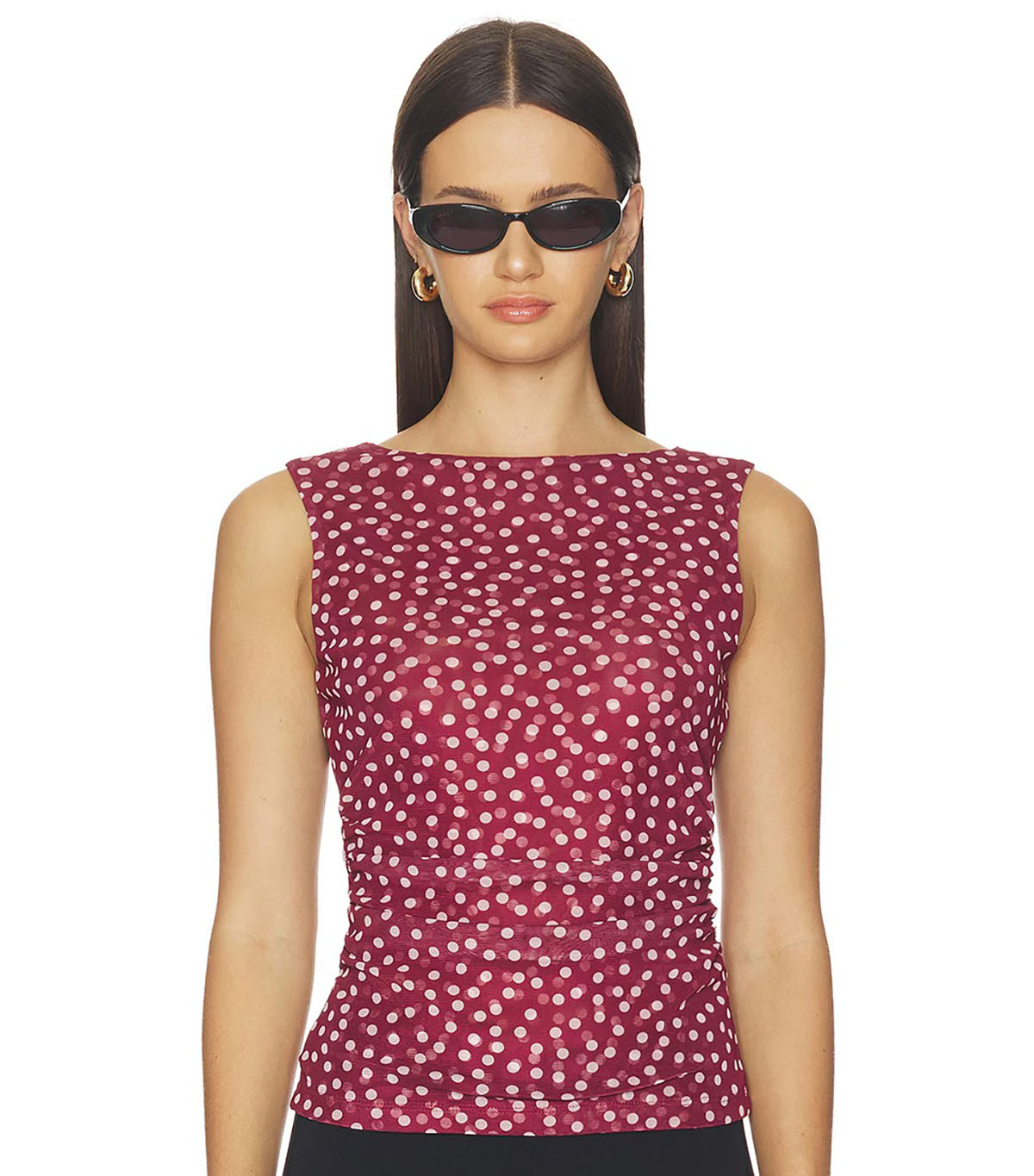 Madewell, Cinched Double Layered Mesh Top