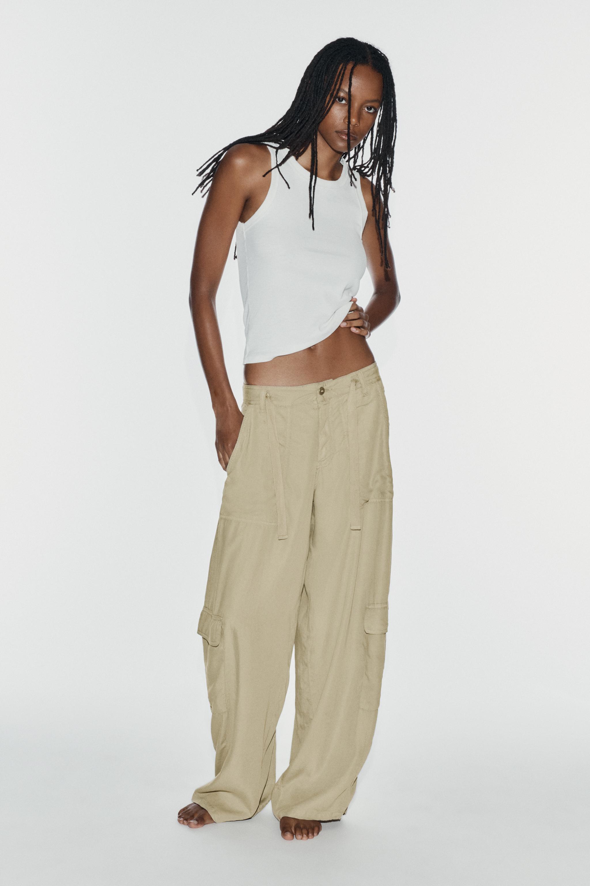Fluid Oversized Cargo Pants - Light Khaki - 25 (us 0)