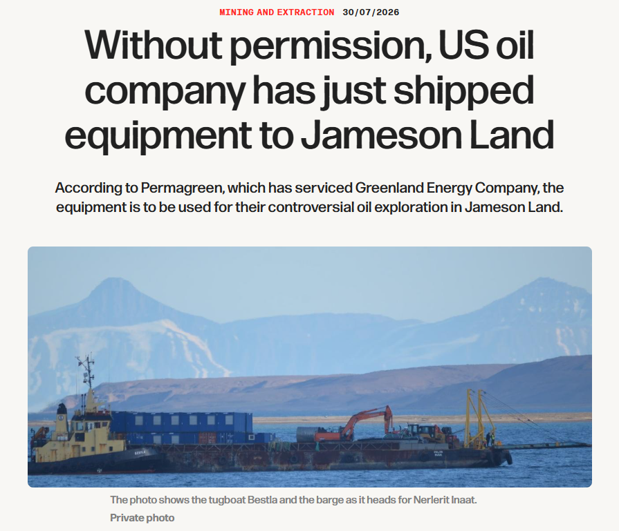 A Permagreen container ship bound for Nerlerit Inaat, Greenland, seen in an article by Danwatch, July 30, 2026