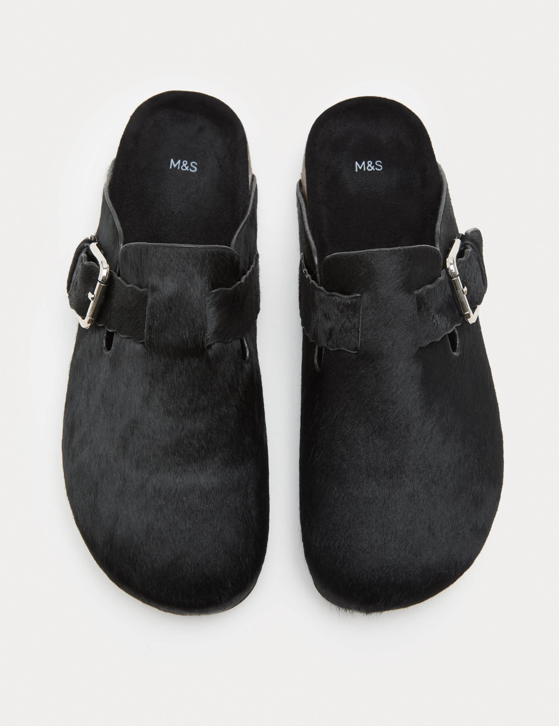 Leather Hair on Scallop Edge Strap Clogs