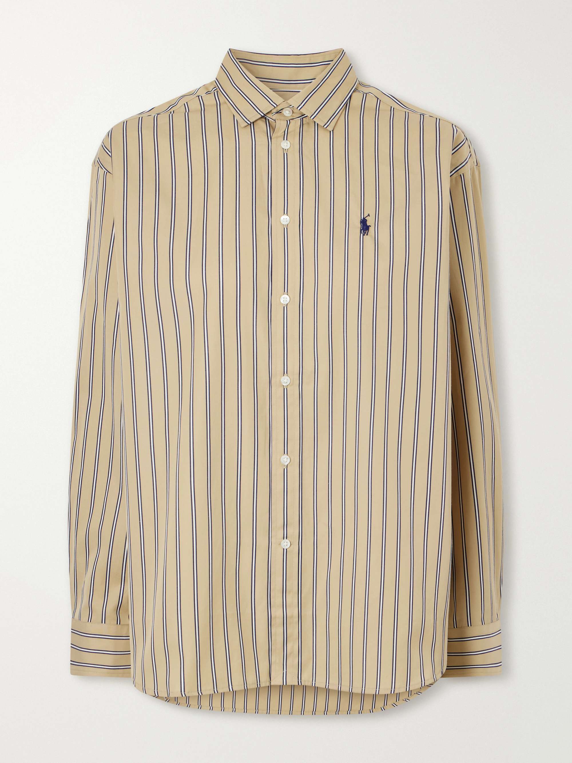 Logo-Embroidered Striped Cotton Shirt