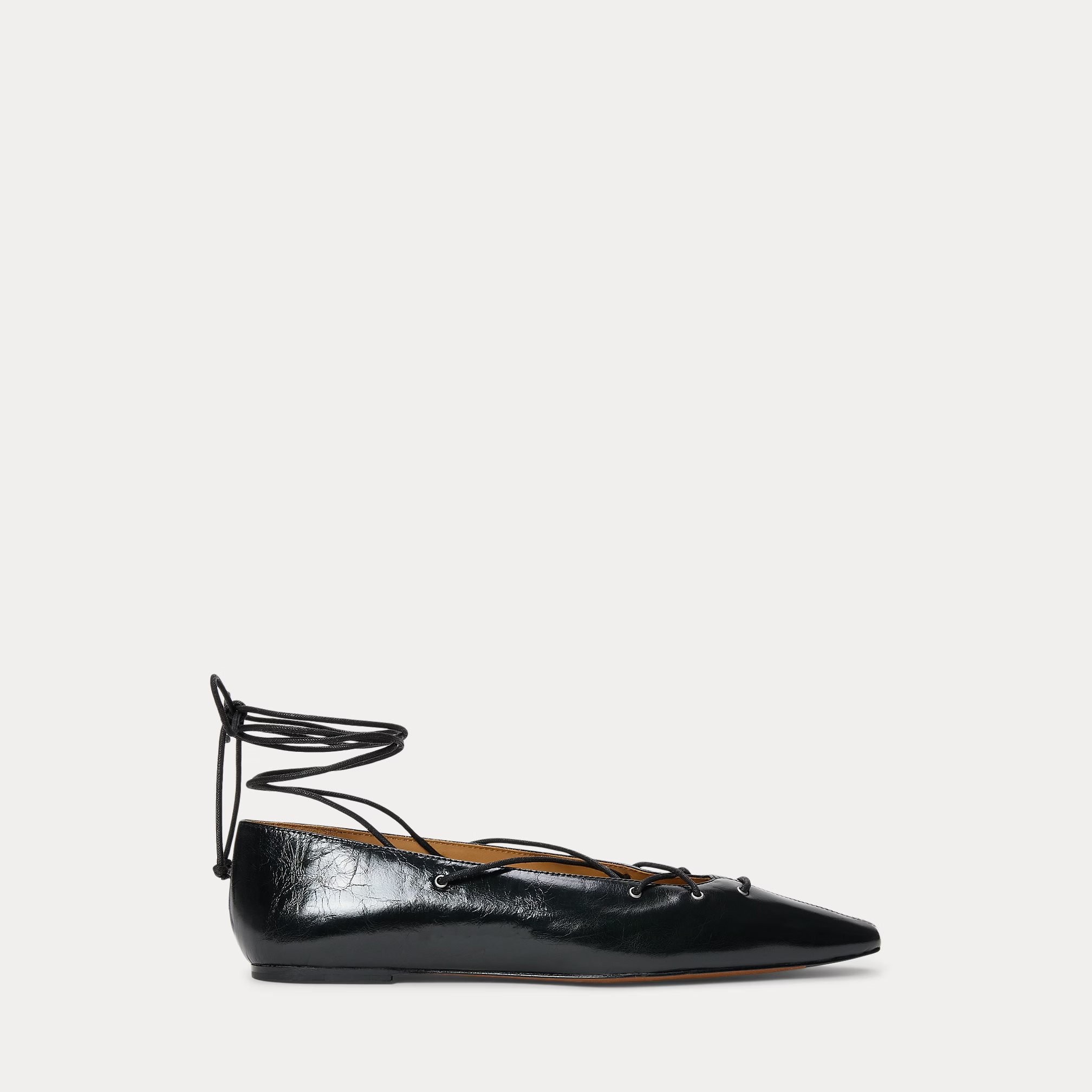 Ralph Lauren, Leather Lace-Up Pointed Ballet Flat