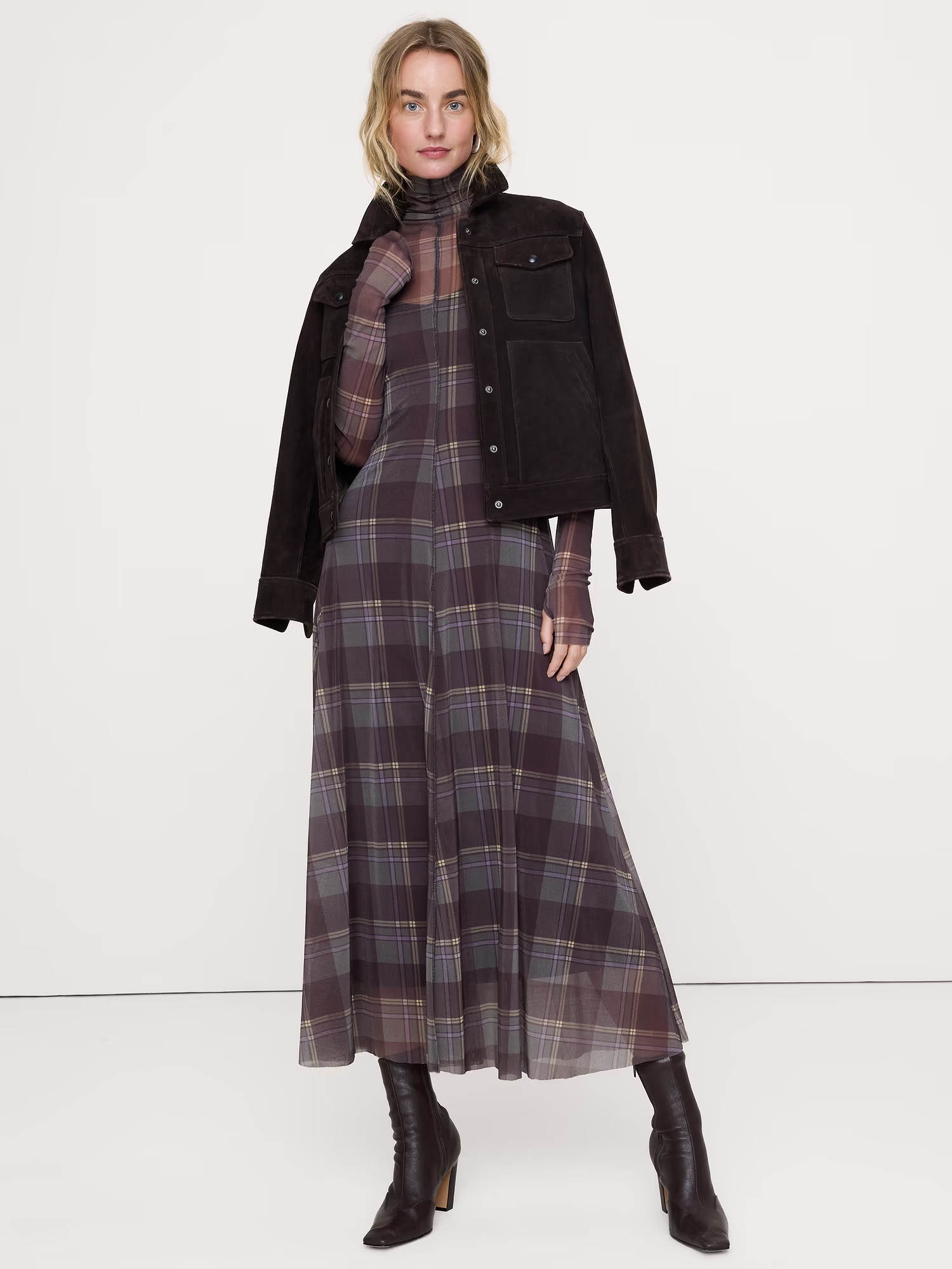 Banana Republic, Mesh Long-Sleeve Maxi Dress