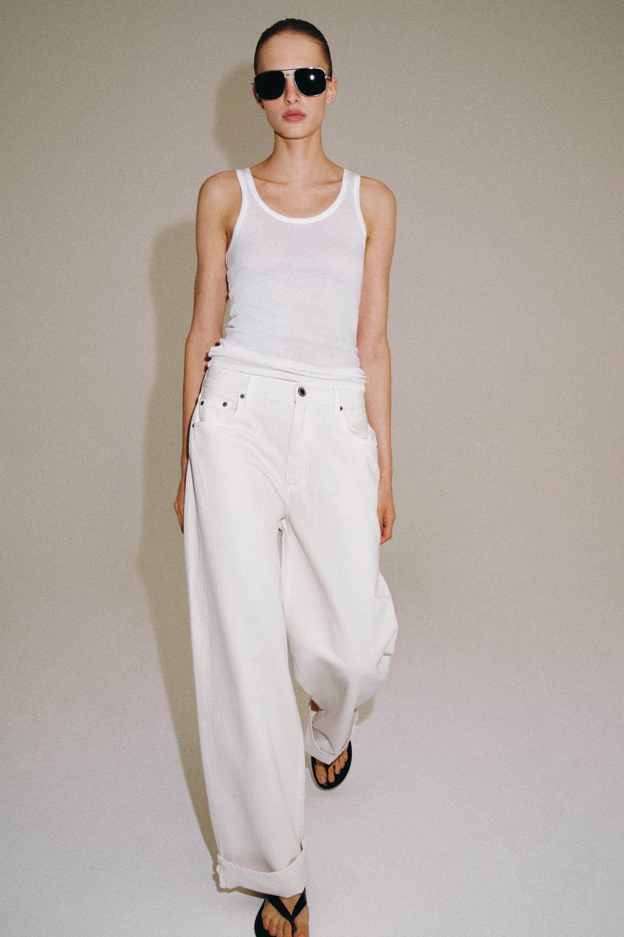 Zw Collection Mid-Rise Baggy Jeans - Oyster-White - 26 (us 2)