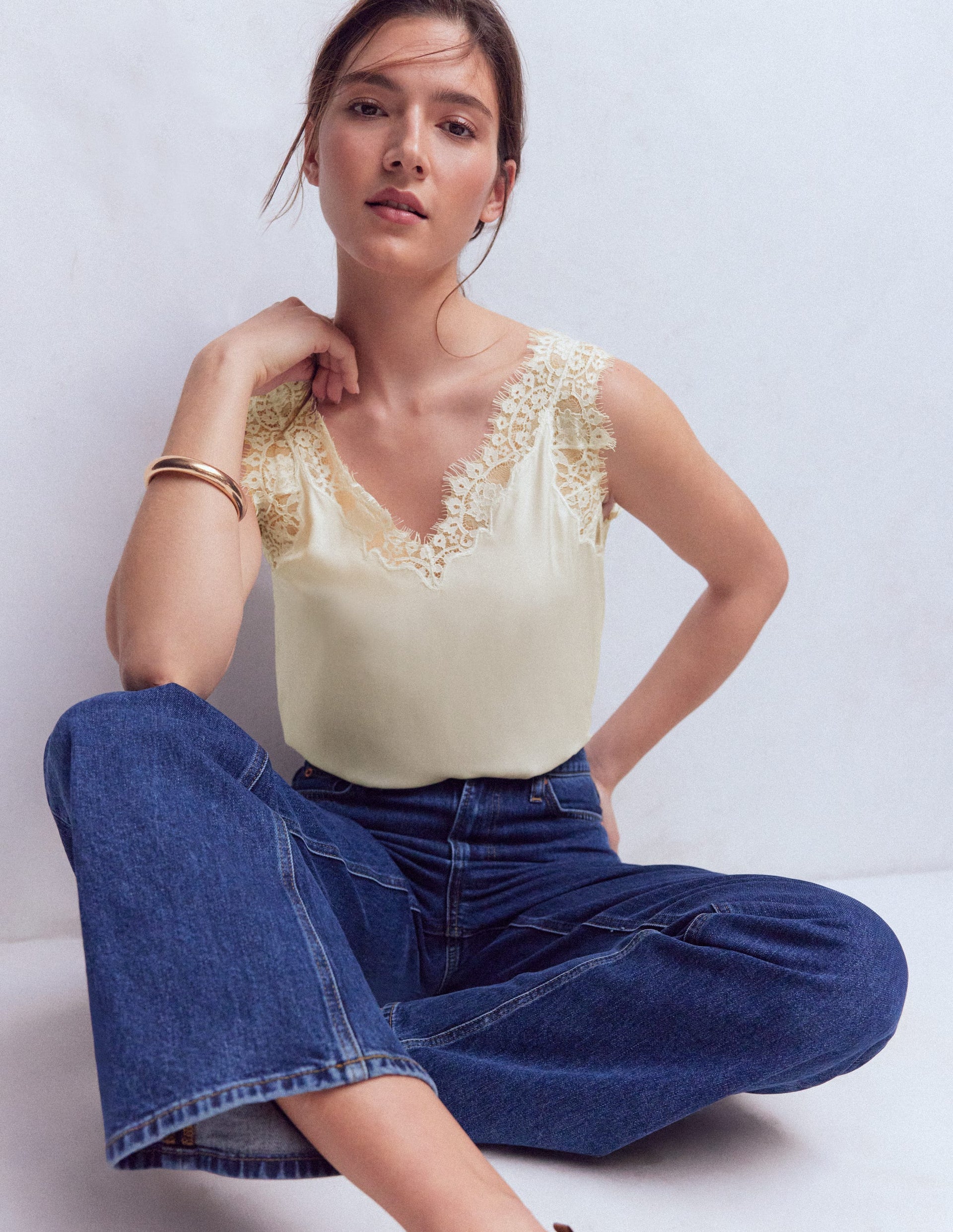 Ara Silk Blend Lace Cami-Ivory