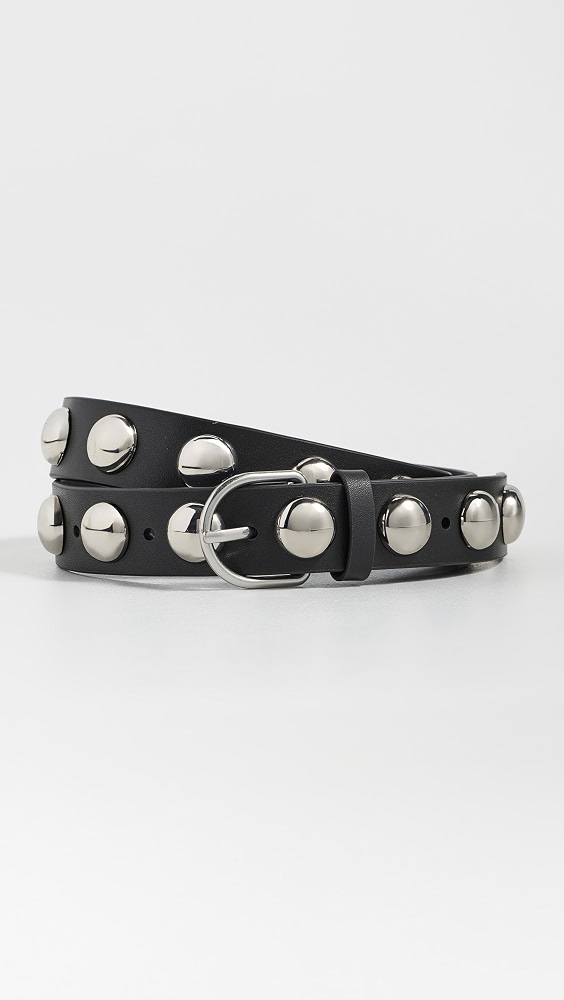 Issa Dome Studded Belt - Black Vachetta W/ Studded Silver