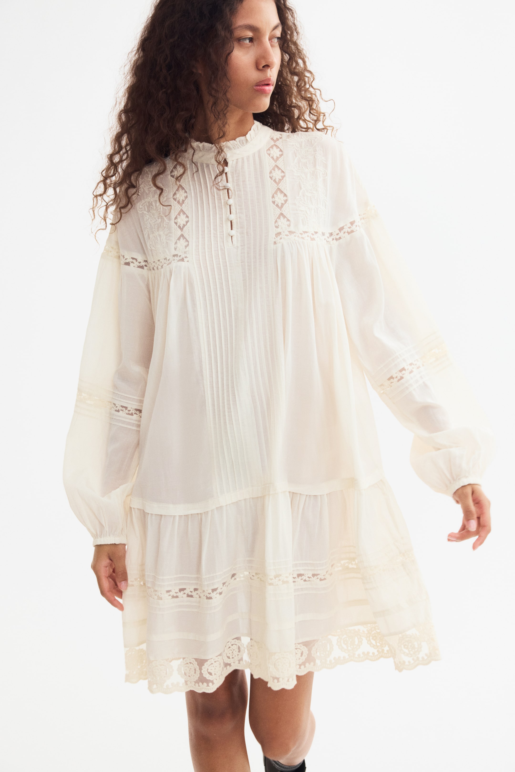 Lace-Trimmed Tunic Dress