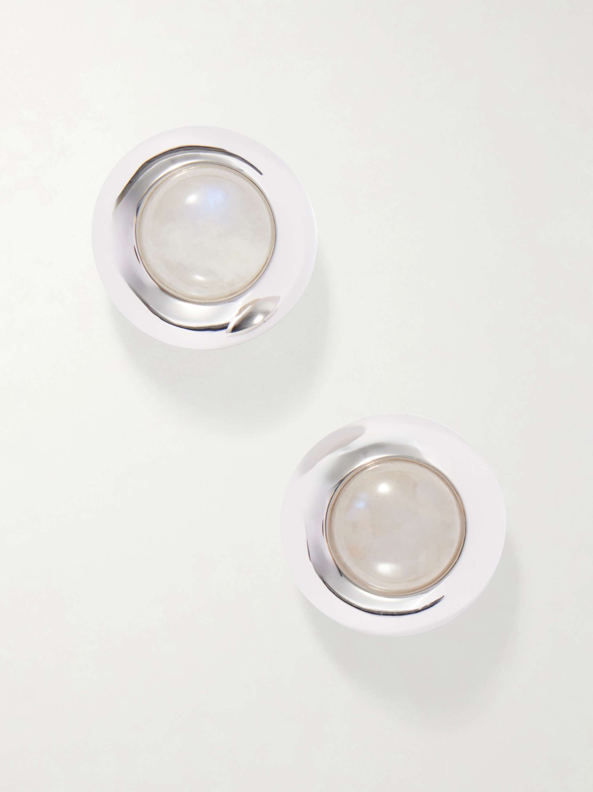Bomb&eacute; Rhodium-Plated Moonstone Earrings