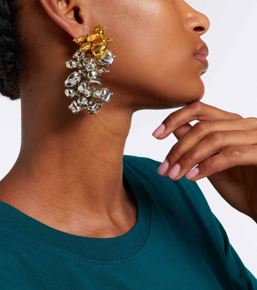 Embroidered Drop Earrings in Silver - Dries Van Noten