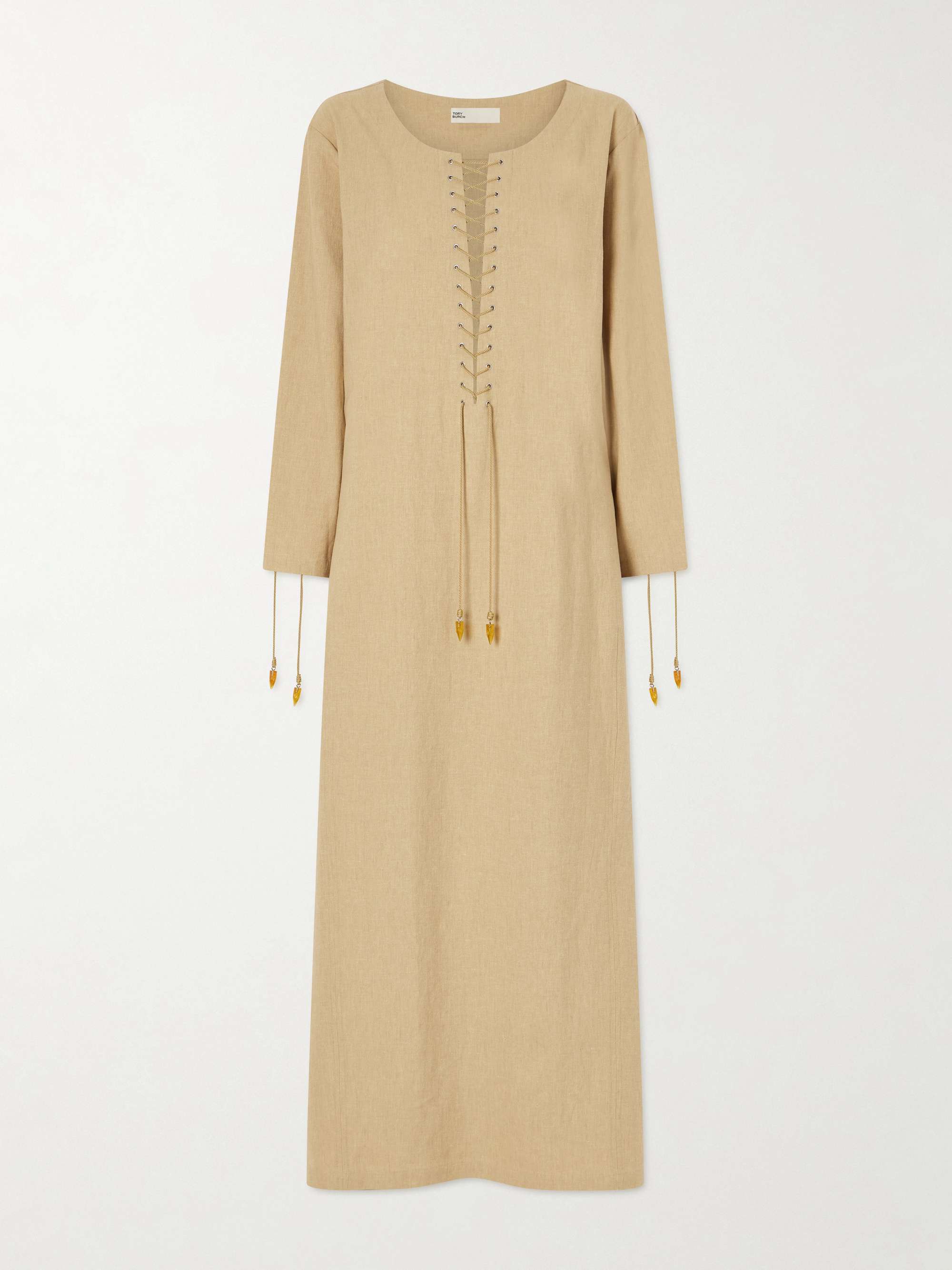 Lace-Up Linen-Blend Kaftan