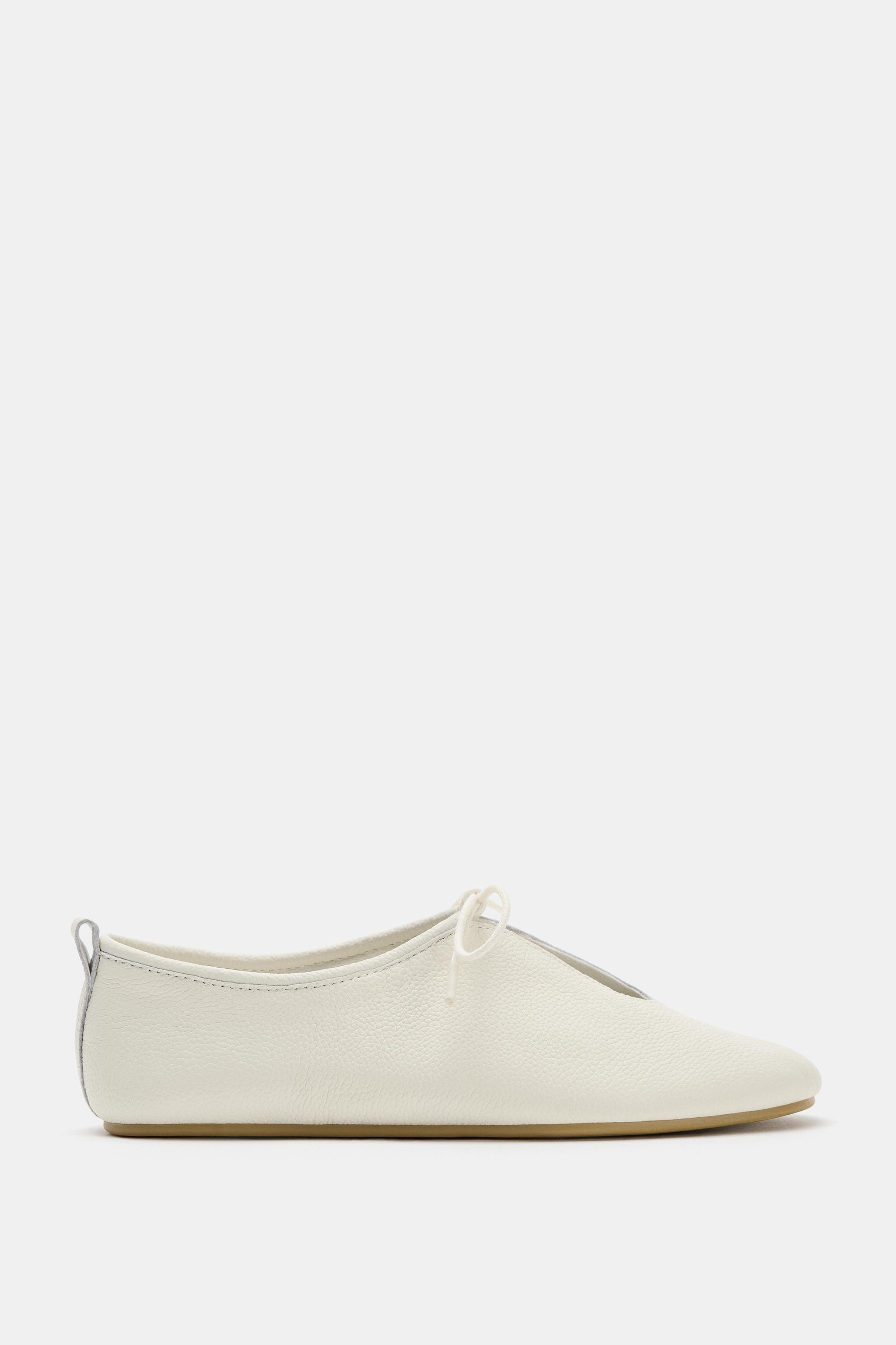 Leather Ballet Flats - Off White - 5