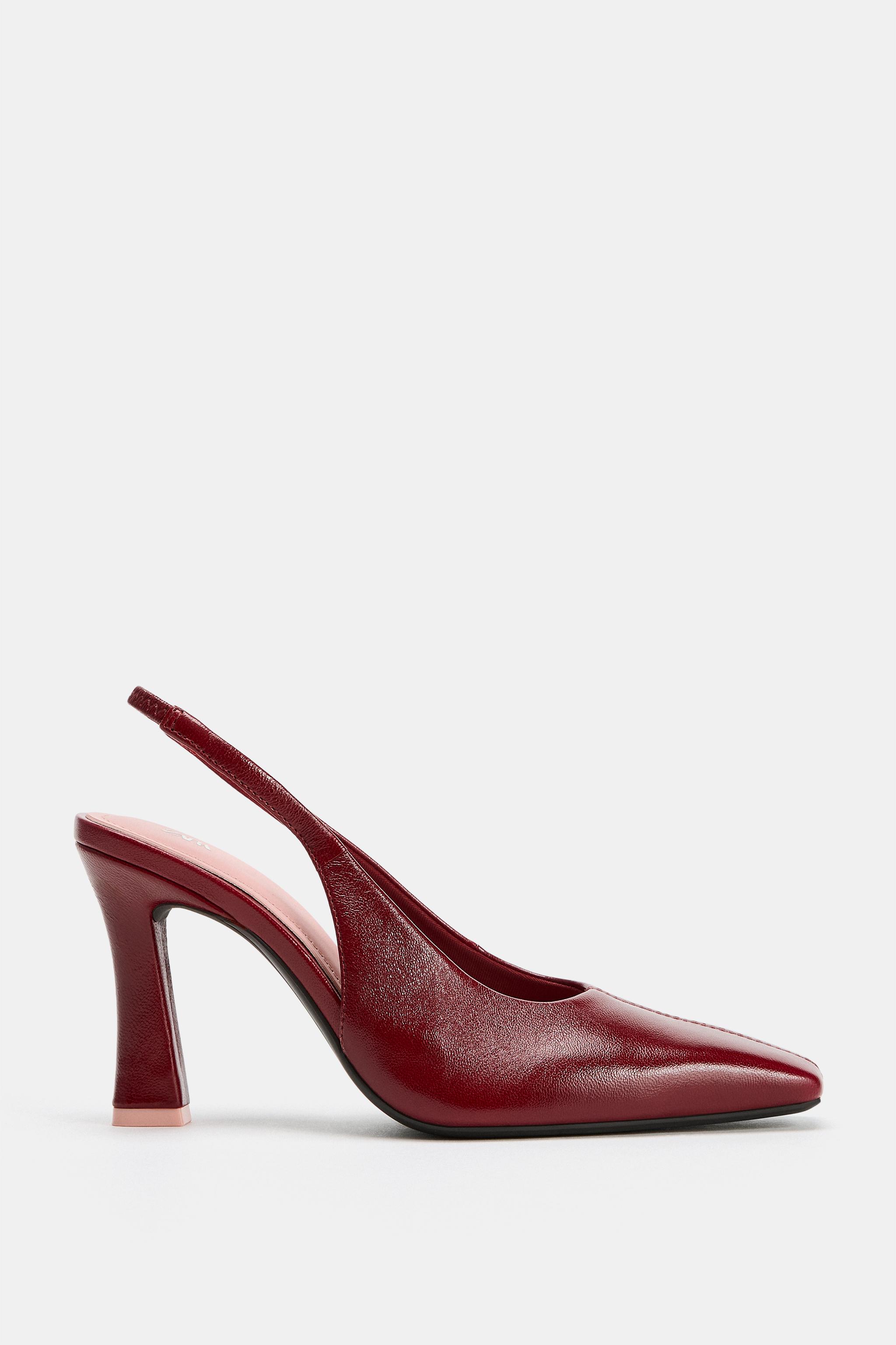 Leather Heels - Burgundy Red - 5