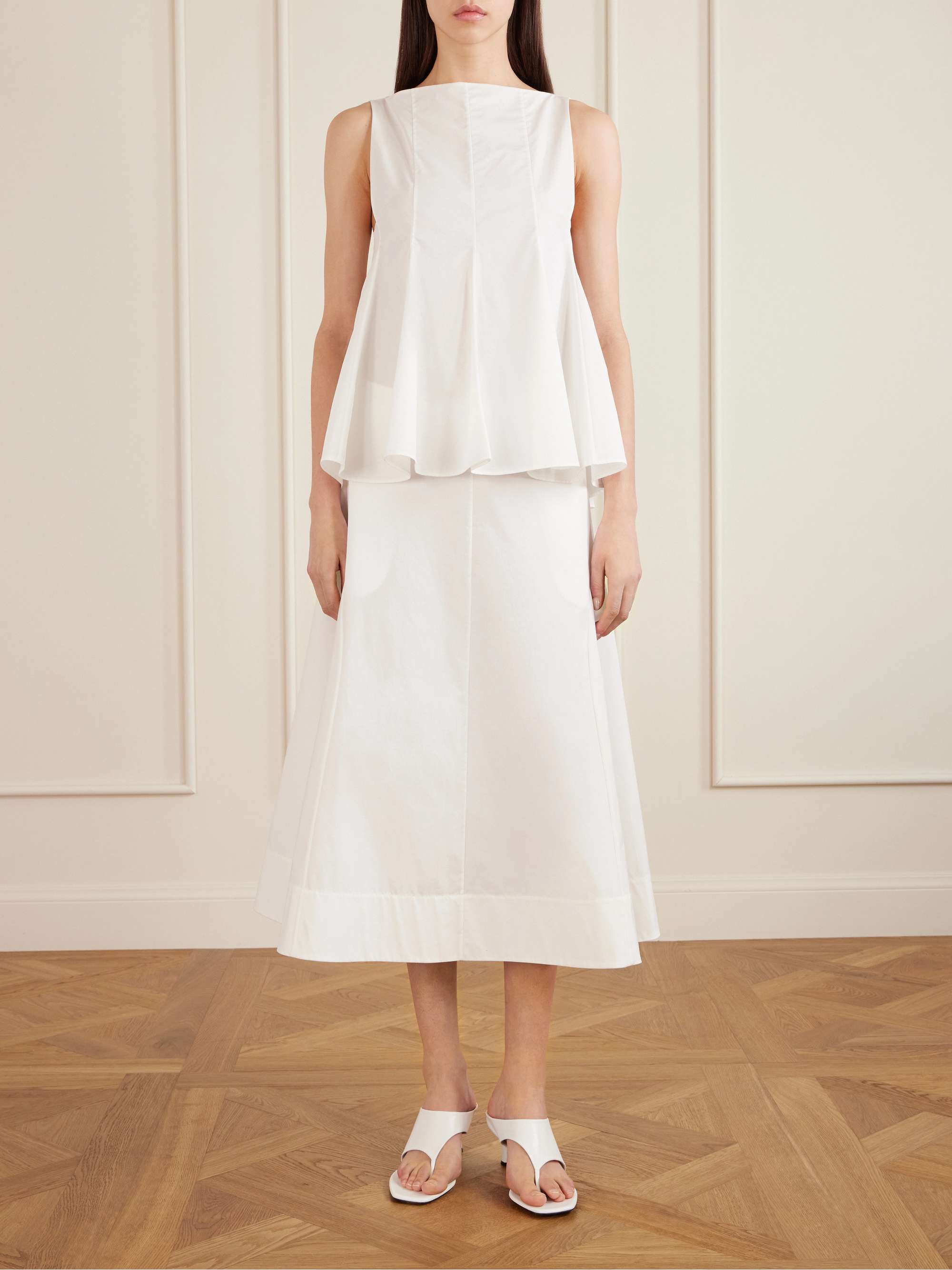 Artin Paneled Cotton-Poplin Midi Skirt