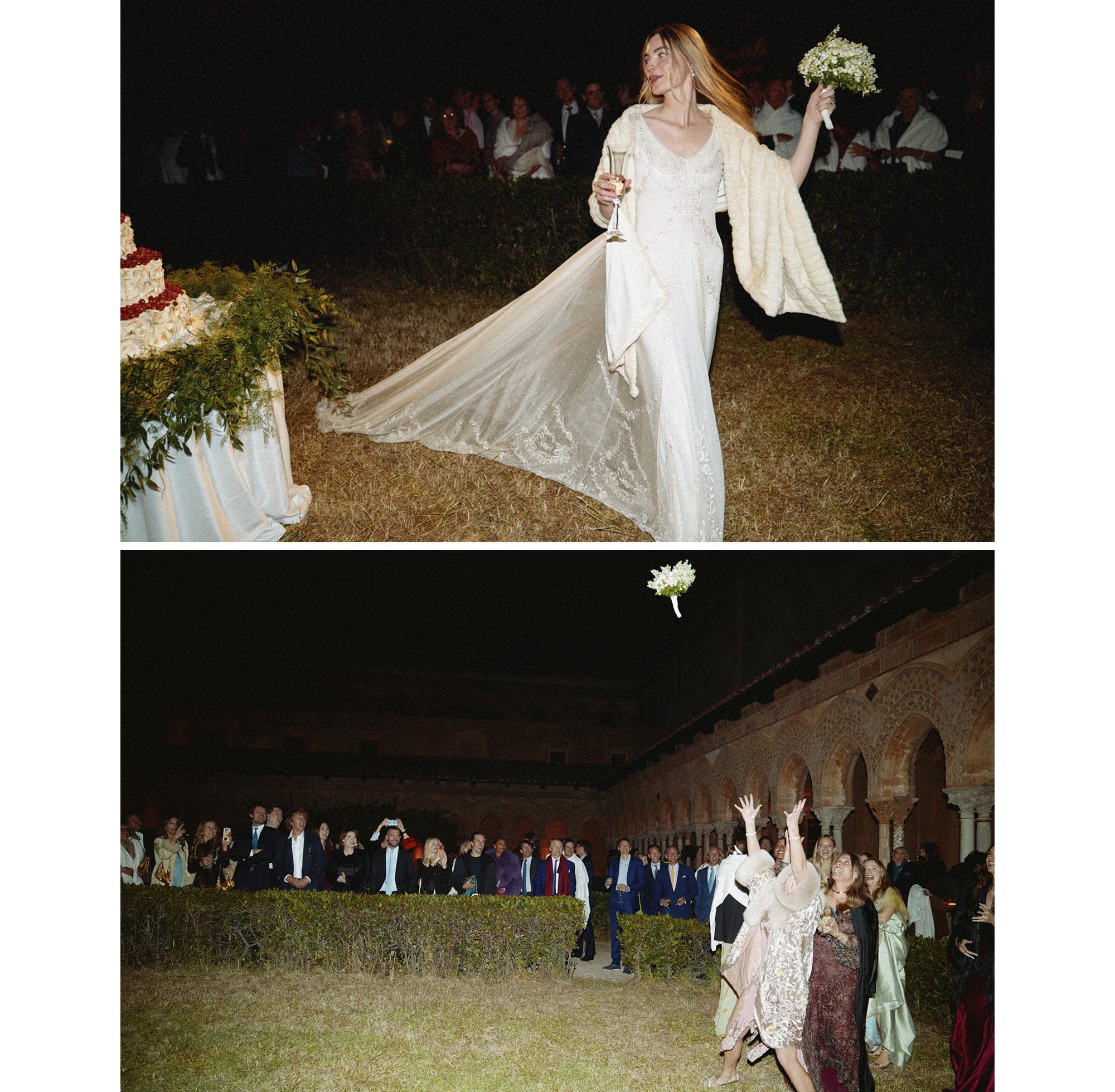 an image of georgie throwing the flowers.