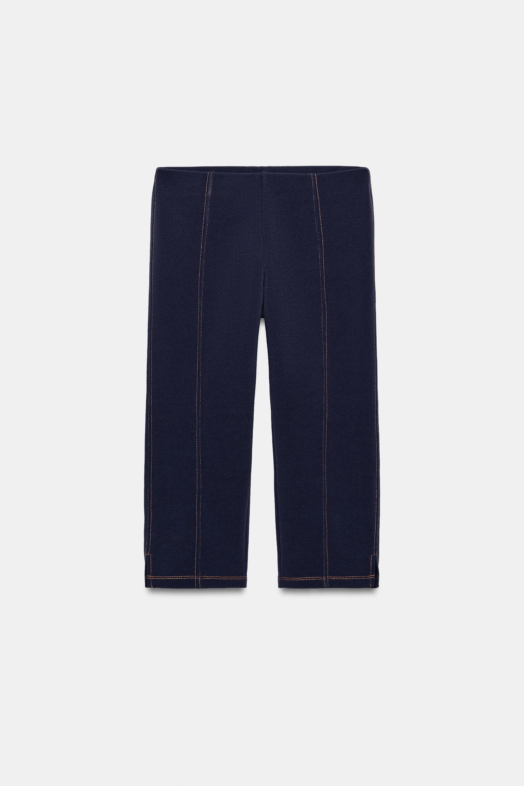 Contrast Stitch Capri Pants - Dark Indigo - S