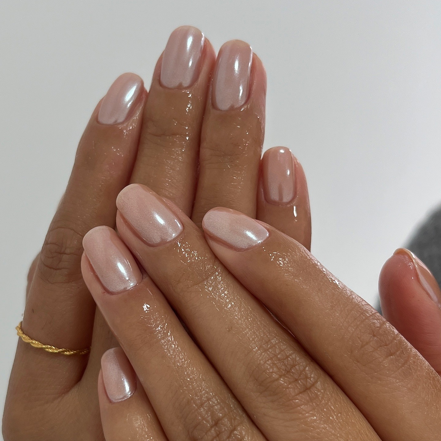 A nude glazed manicure